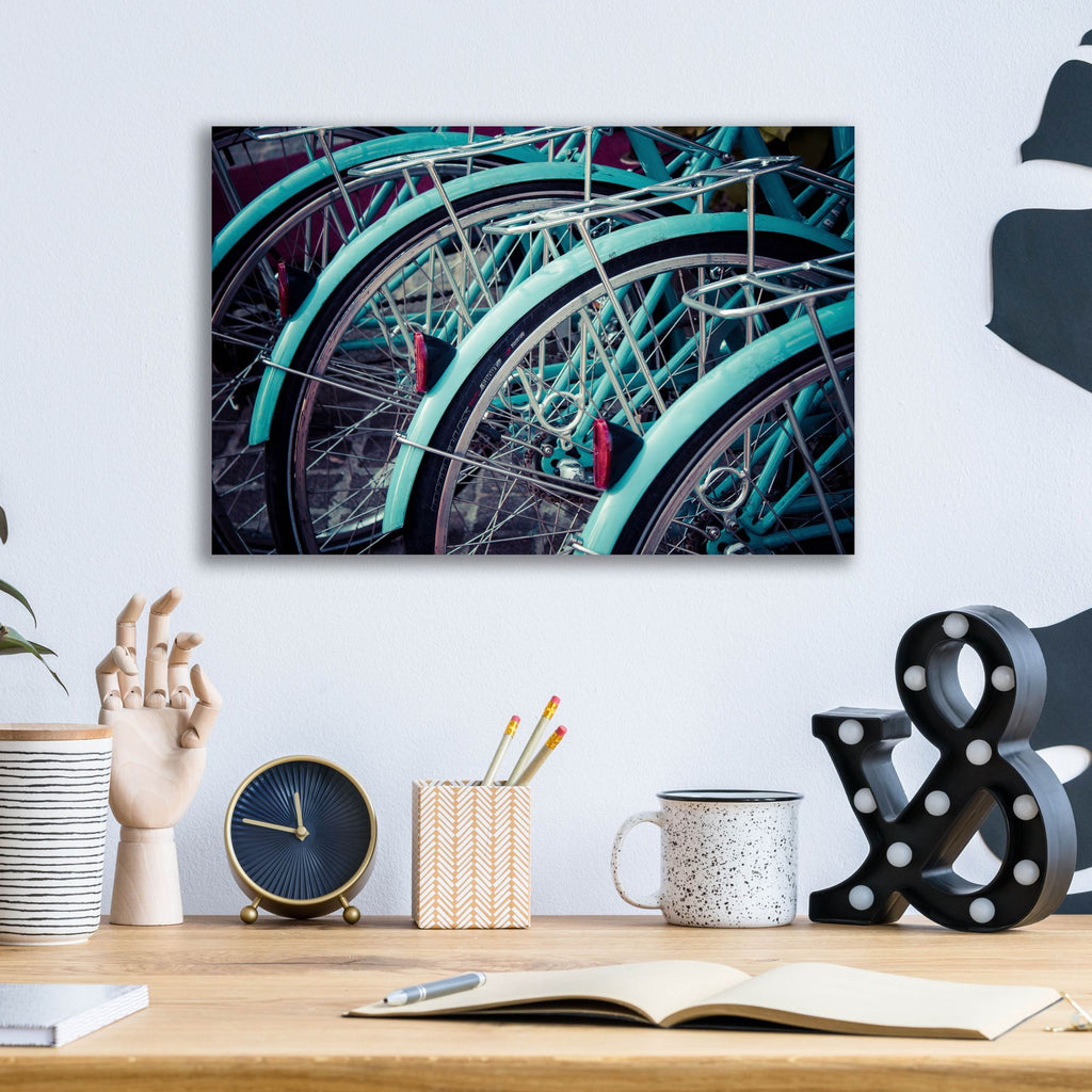 Epic Art ' Bicycle Line Up 2' by Jessica Reiss, Acrylic Glass Wall Art,16x12