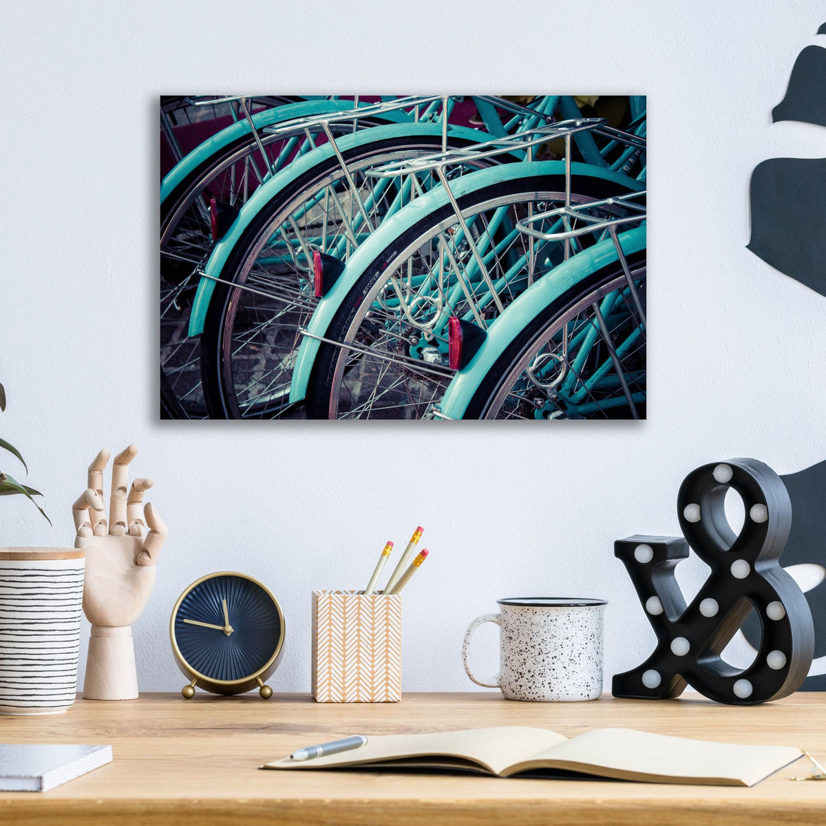 Epic Art ' Bicycle Line Up 2' by Jessica Reiss, Acrylic Glass Wall Art,16x12