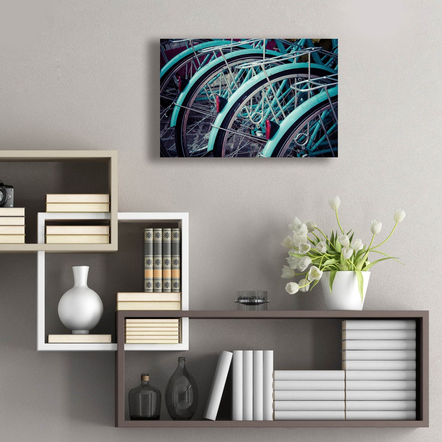 Epic Art ' Bicycle Line Up 2' by Jessica Reiss, Acrylic Glass Wall Art,24x16
