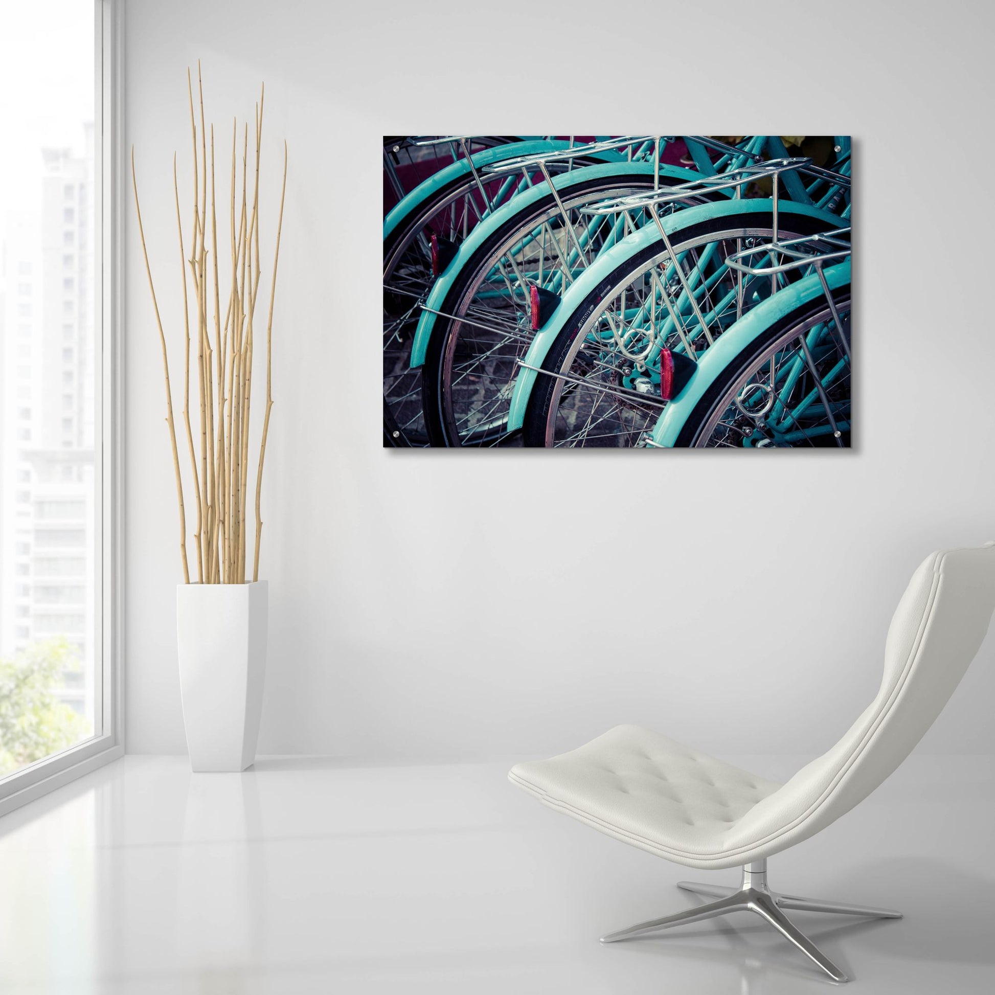 Epic Art ' Bicycle Line Up 2' by Jessica Reiss, Acrylic Glass Wall Art,36x24