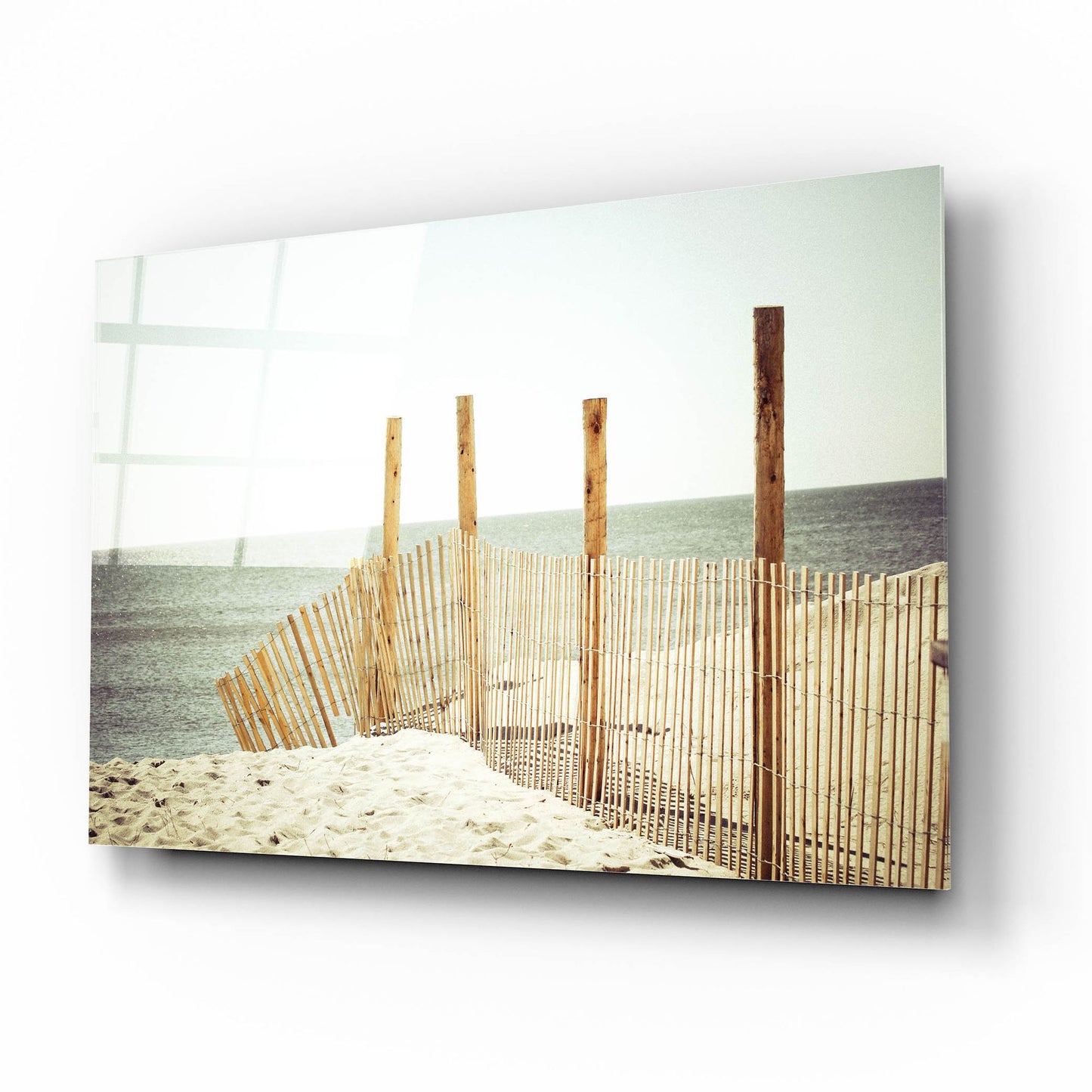 Epic Art ' Wooden Beach Fence' by Jessica Reiss, Acrylic Glass Wall Art,16x12