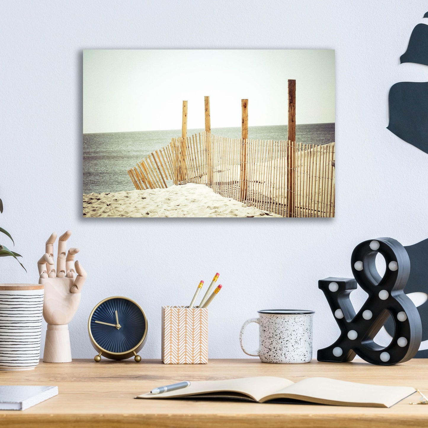 Epic Art ' Wooden Beach Fence' by Jessica Reiss, Acrylic Glass Wall Art,16x12