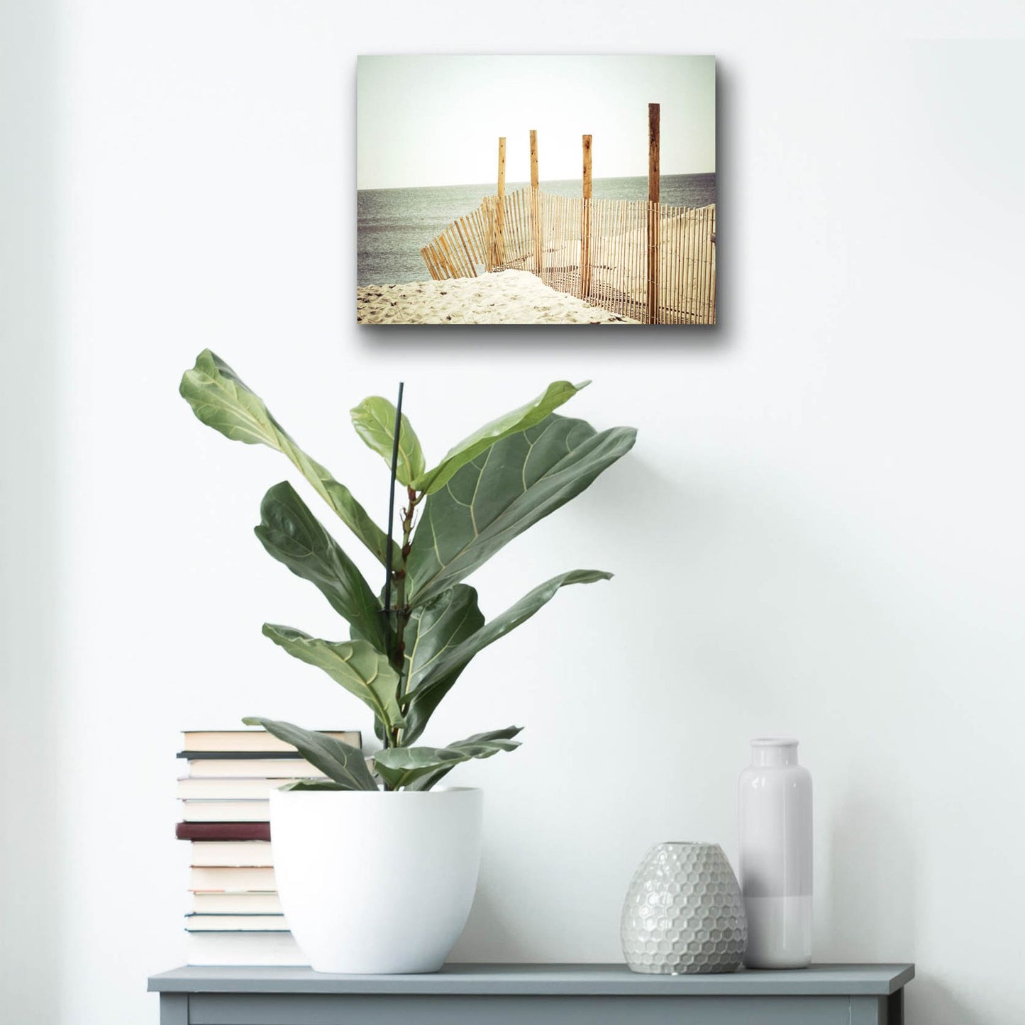 Epic Art ' Wooden Beach Fence' by Jessica Reiss, Acrylic Glass Wall Art,16x12