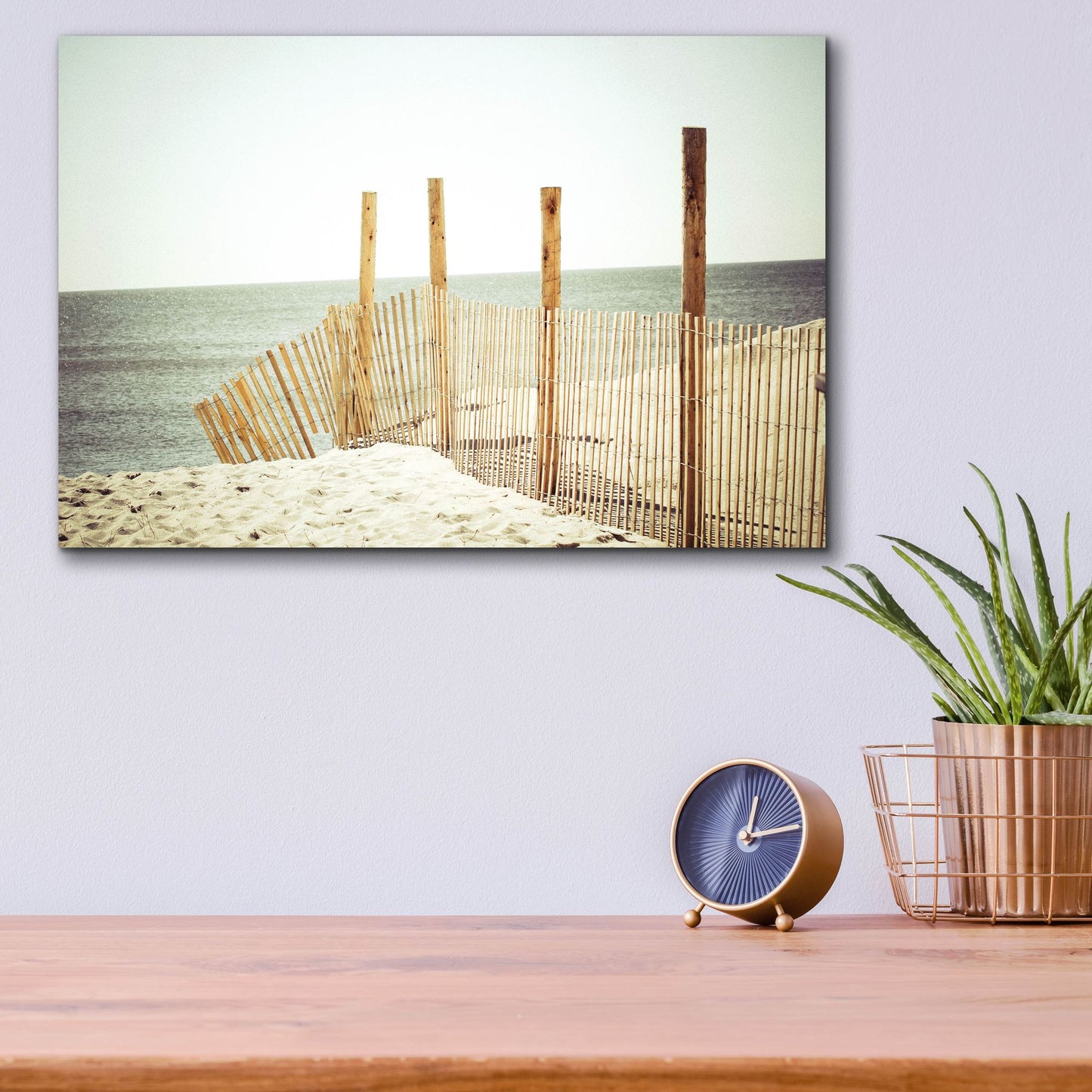 Epic Art ' Wooden Beach Fence' by Jessica Reiss, Acrylic Glass Wall Art,16x12