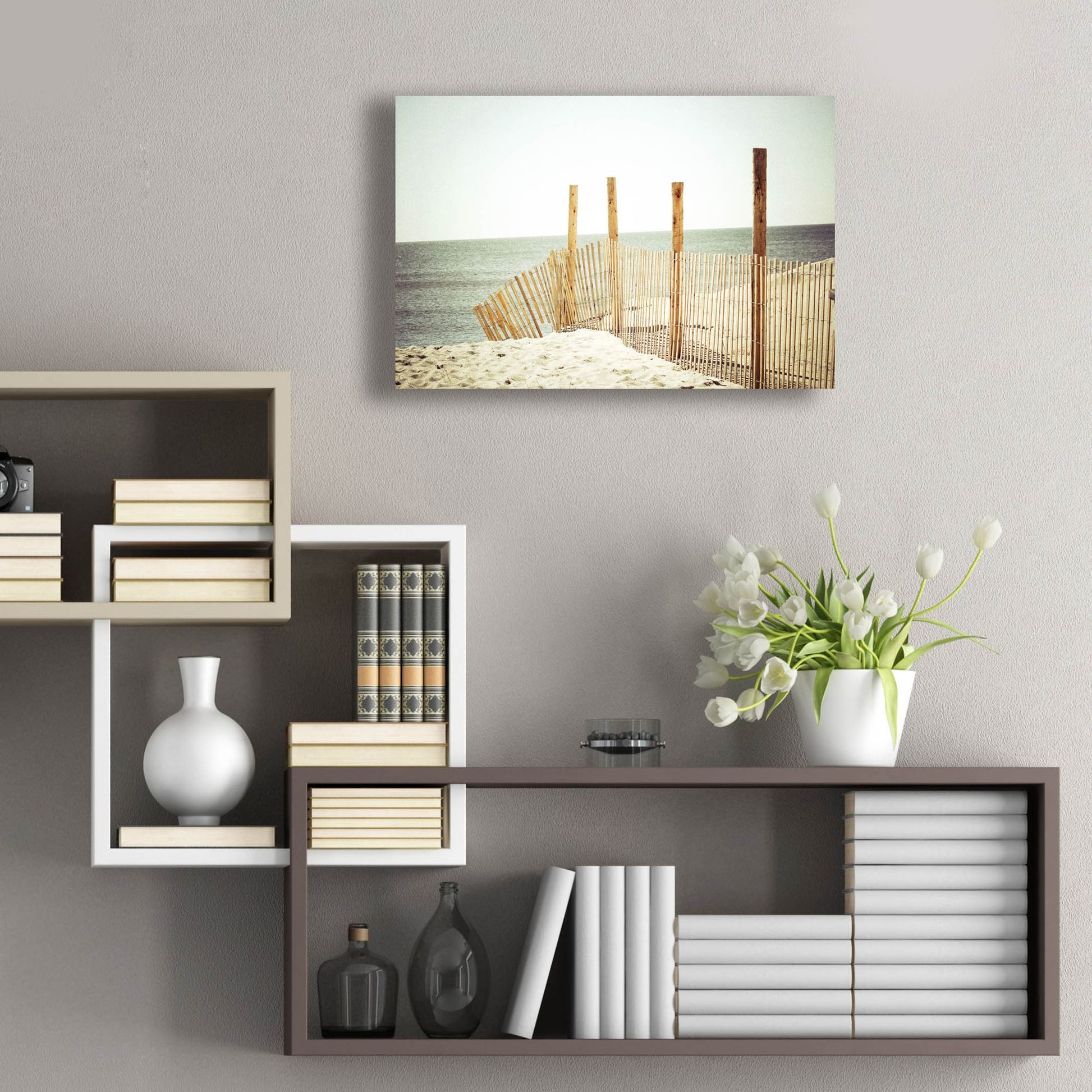 Epic Art ' Wooden Beach Fence' by Jessica Reiss, Acrylic Glass Wall Art,24x16