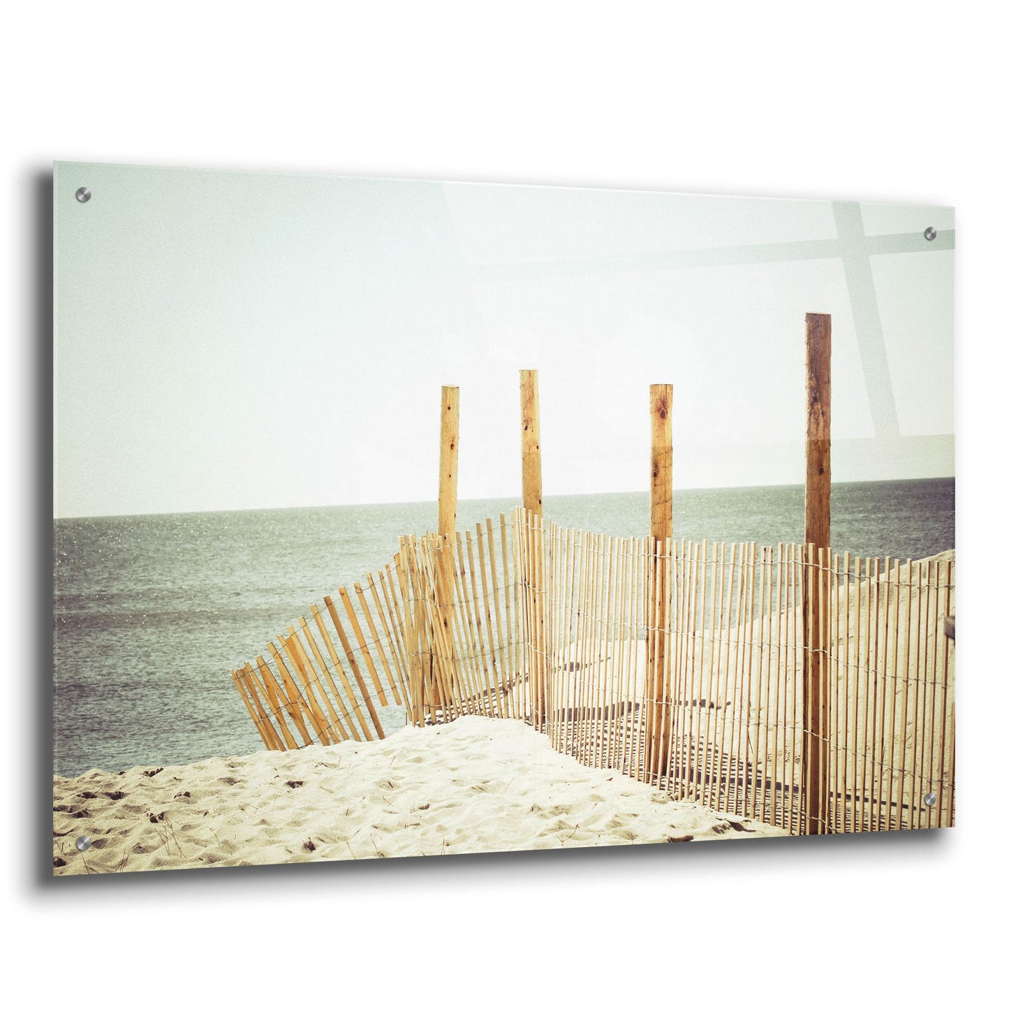 Epic Art ' Wooden Beach Fence' by Jessica Reiss, Acrylic Glass Wall Art,36x24