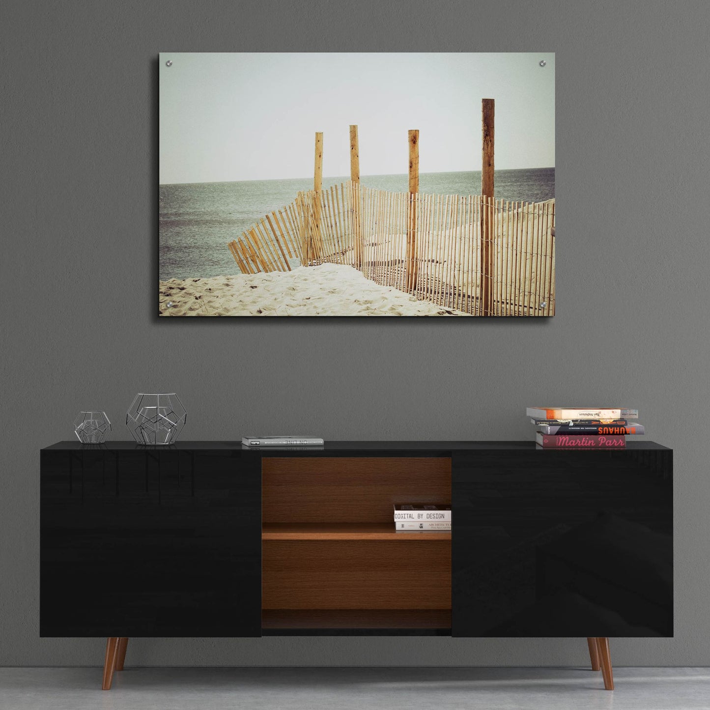 Epic Art ' Wooden Beach Fence' by Jessica Reiss, Acrylic Glass Wall Art,36x24