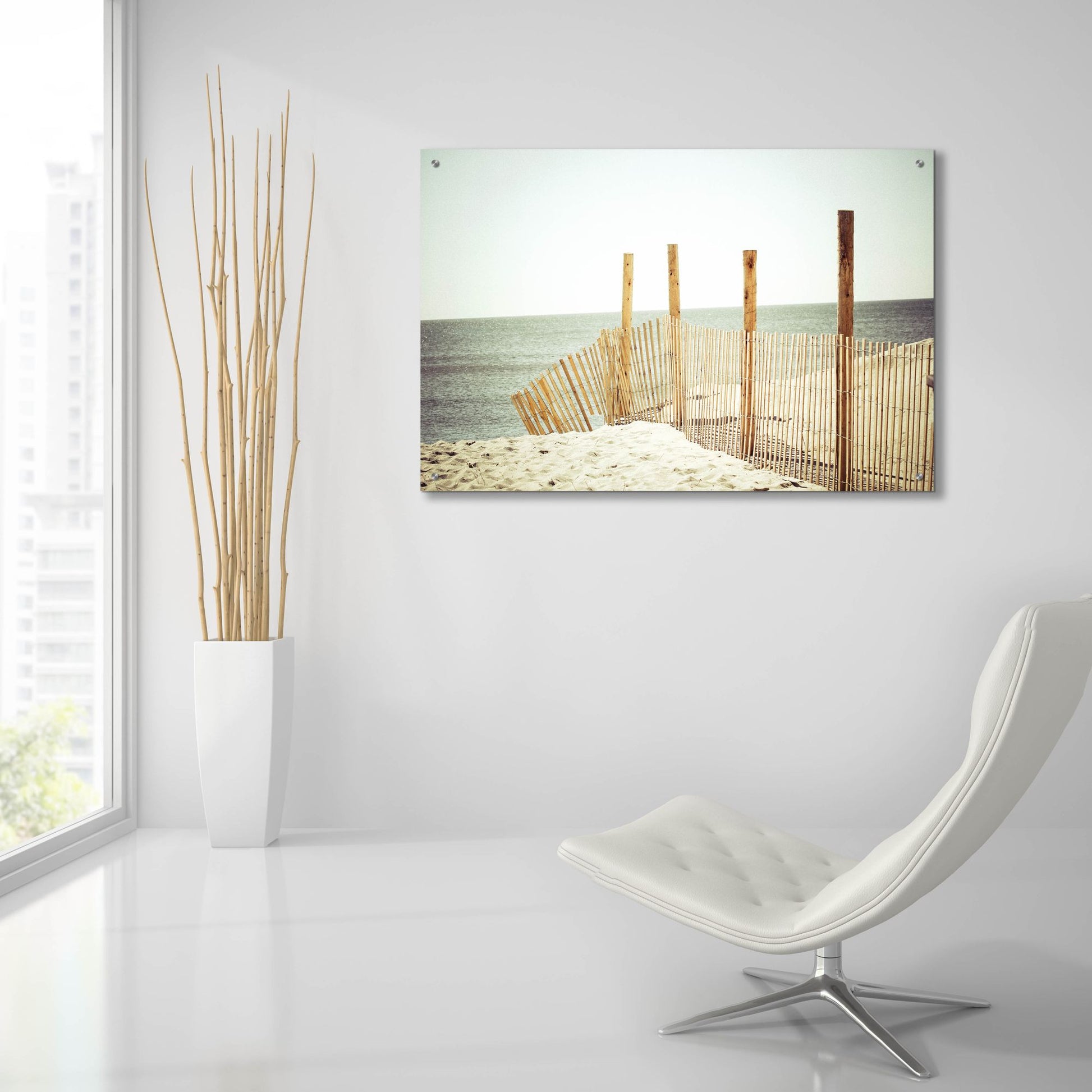 Epic Art ' Wooden Beach Fence' by Jessica Reiss, Acrylic Glass Wall Art,36x24