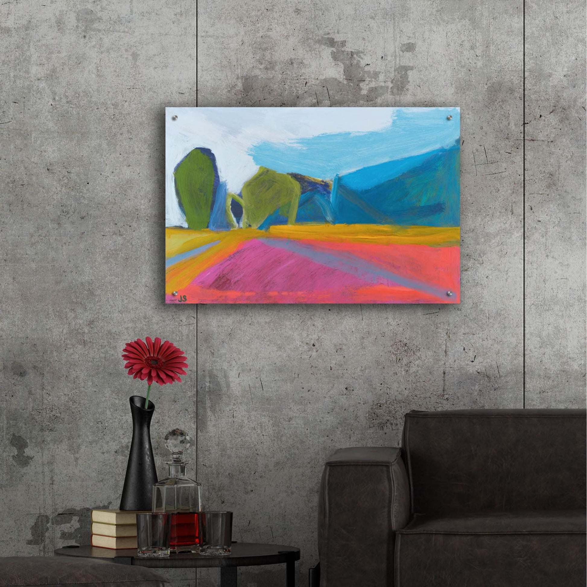 Epic Art ' Trailhead At The Farm' by Jessica Singerman, Acrylic Glass Wall Art,36x24