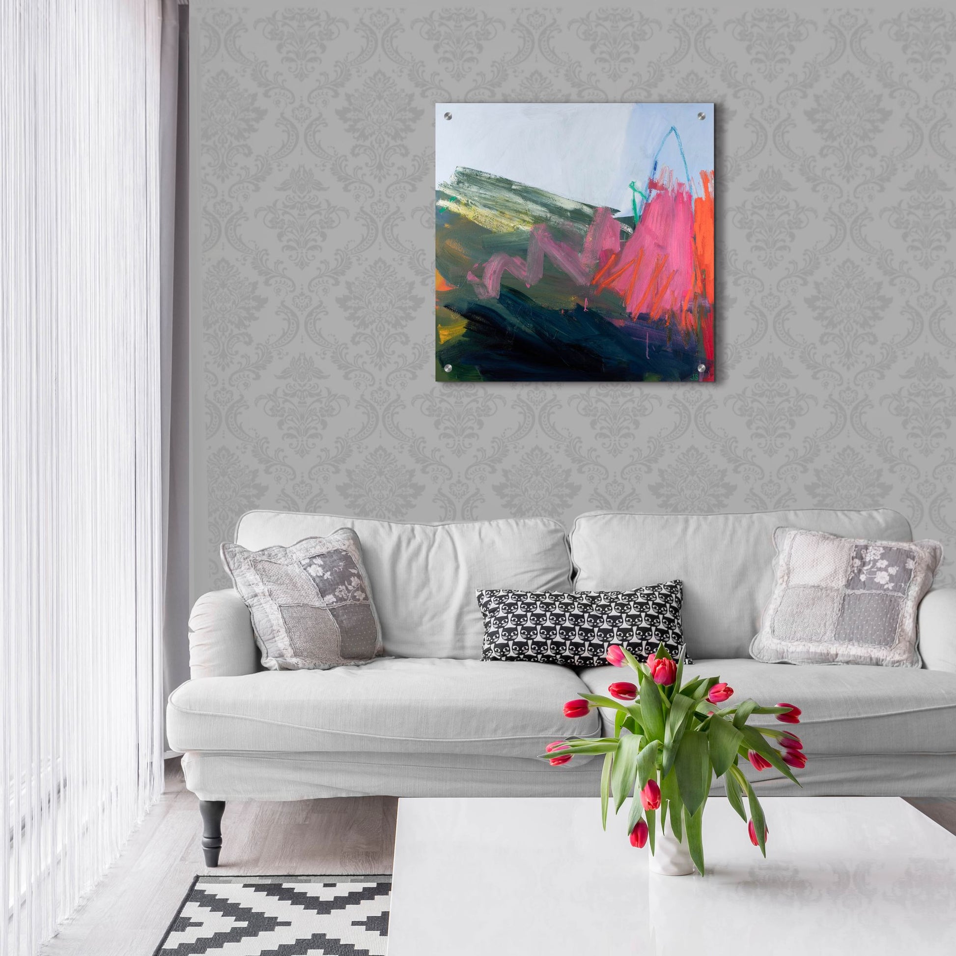 Epic Art ' Forces of Nature Pink' by Jessica Singerman, Acrylic Glass Wall Art,24x24