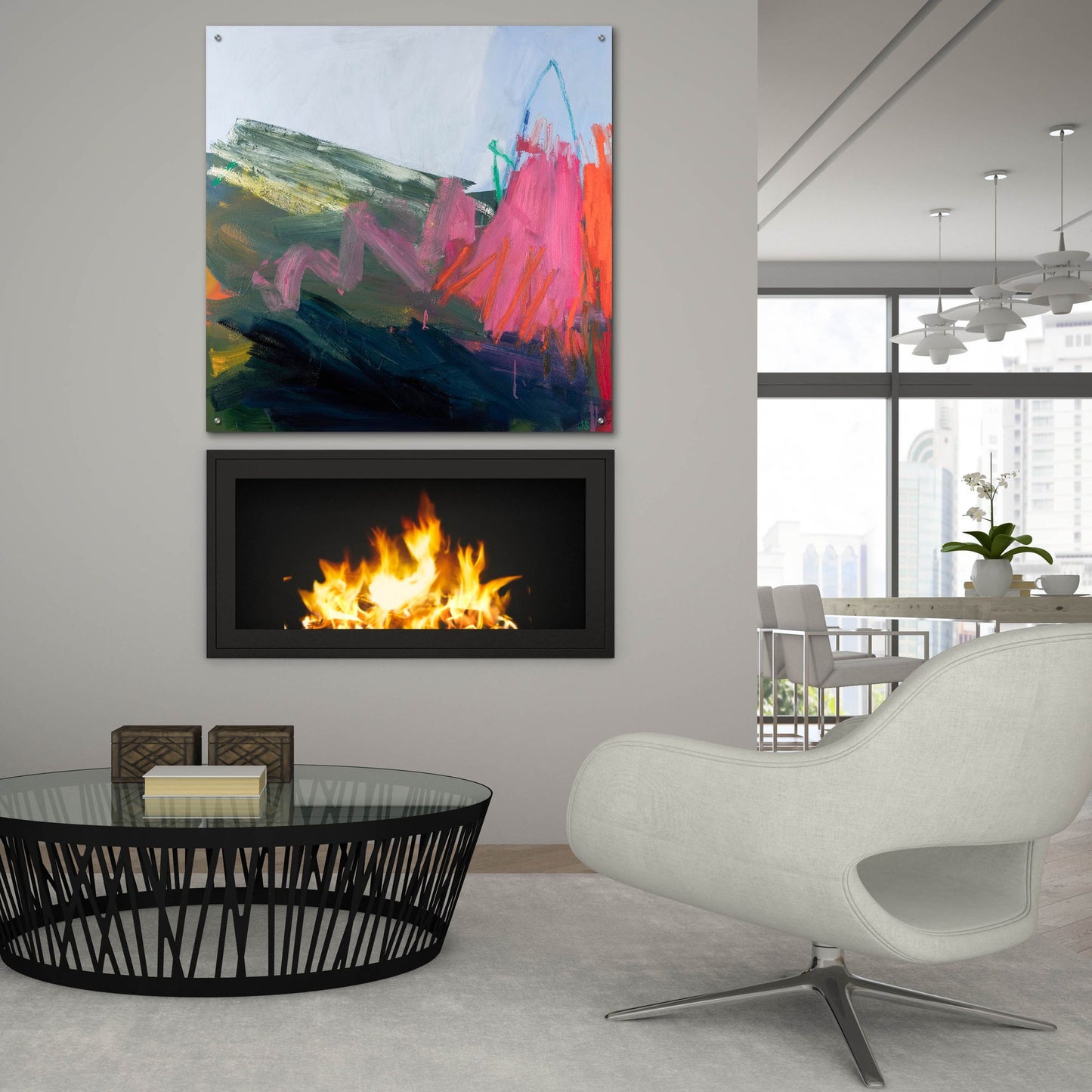 Epic Art ' Forces of Nature Pink' by Jessica Singerman, Acrylic Glass Wall Art,36x36