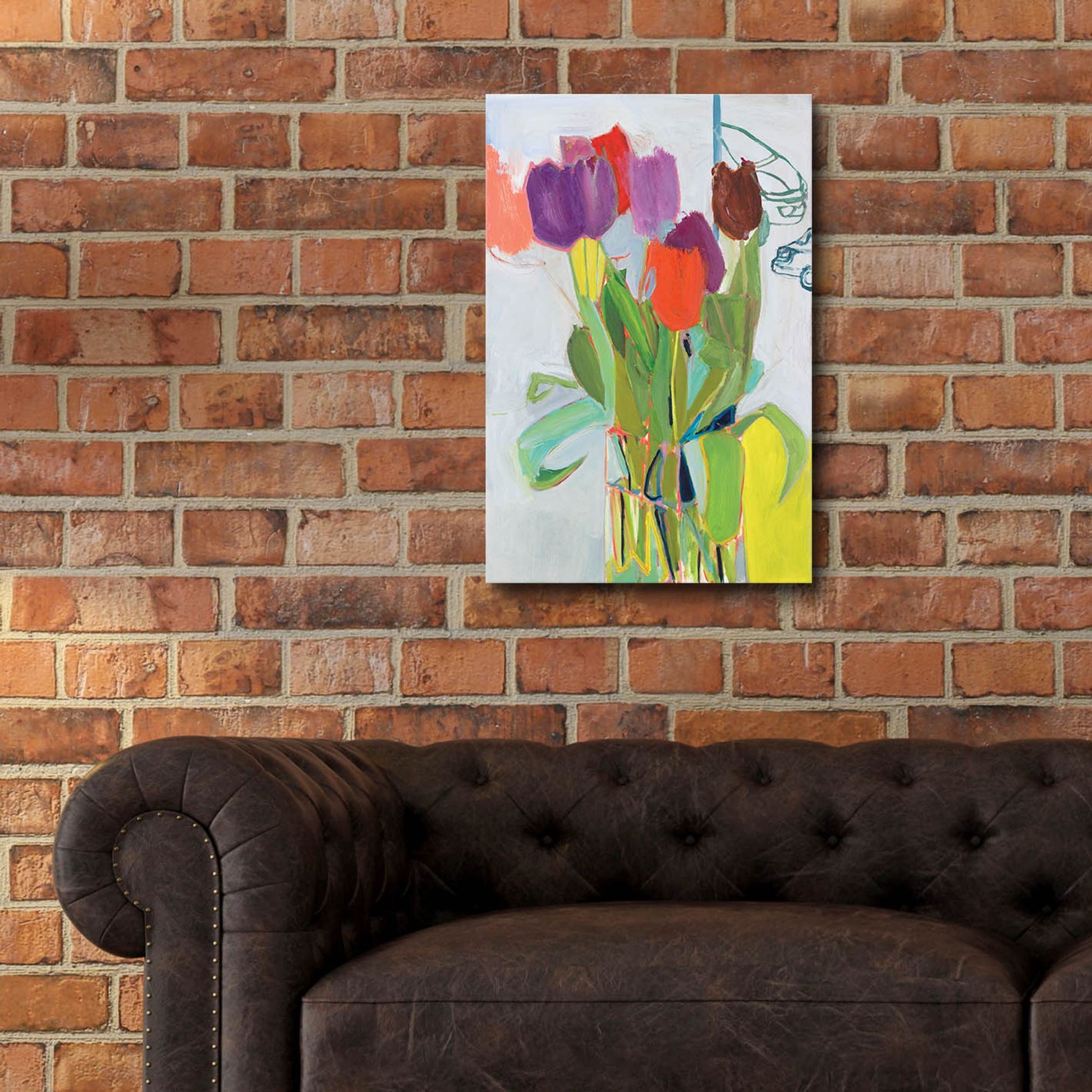 Epic Art ' Tulips and Two Cars' by Jessica Singerman, Acrylic Glass Wall Art,16x24