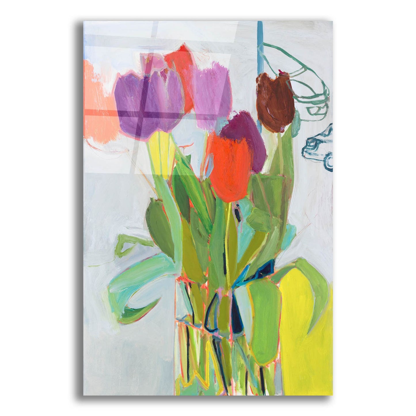 Epic Art ' Tulips and Two Cars' by Jessica Singerman, Acrylic Glass Wall Art