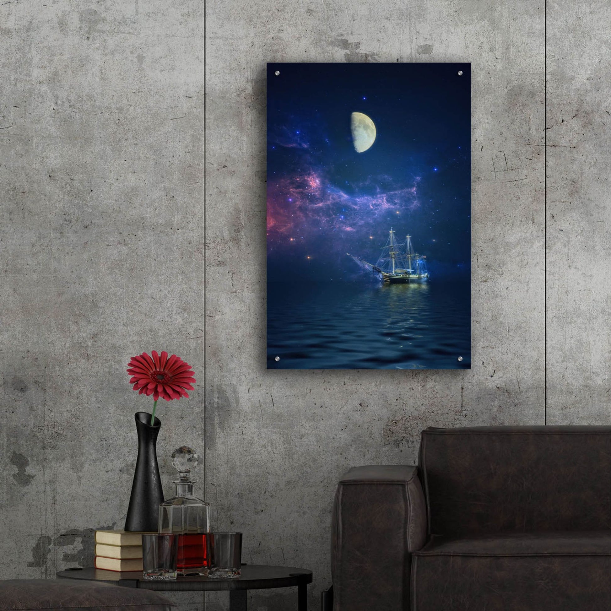 Epic Art ' By Way of the Moon and Stars' by John Rivera, Acrylic Glass Wall Art,24x36