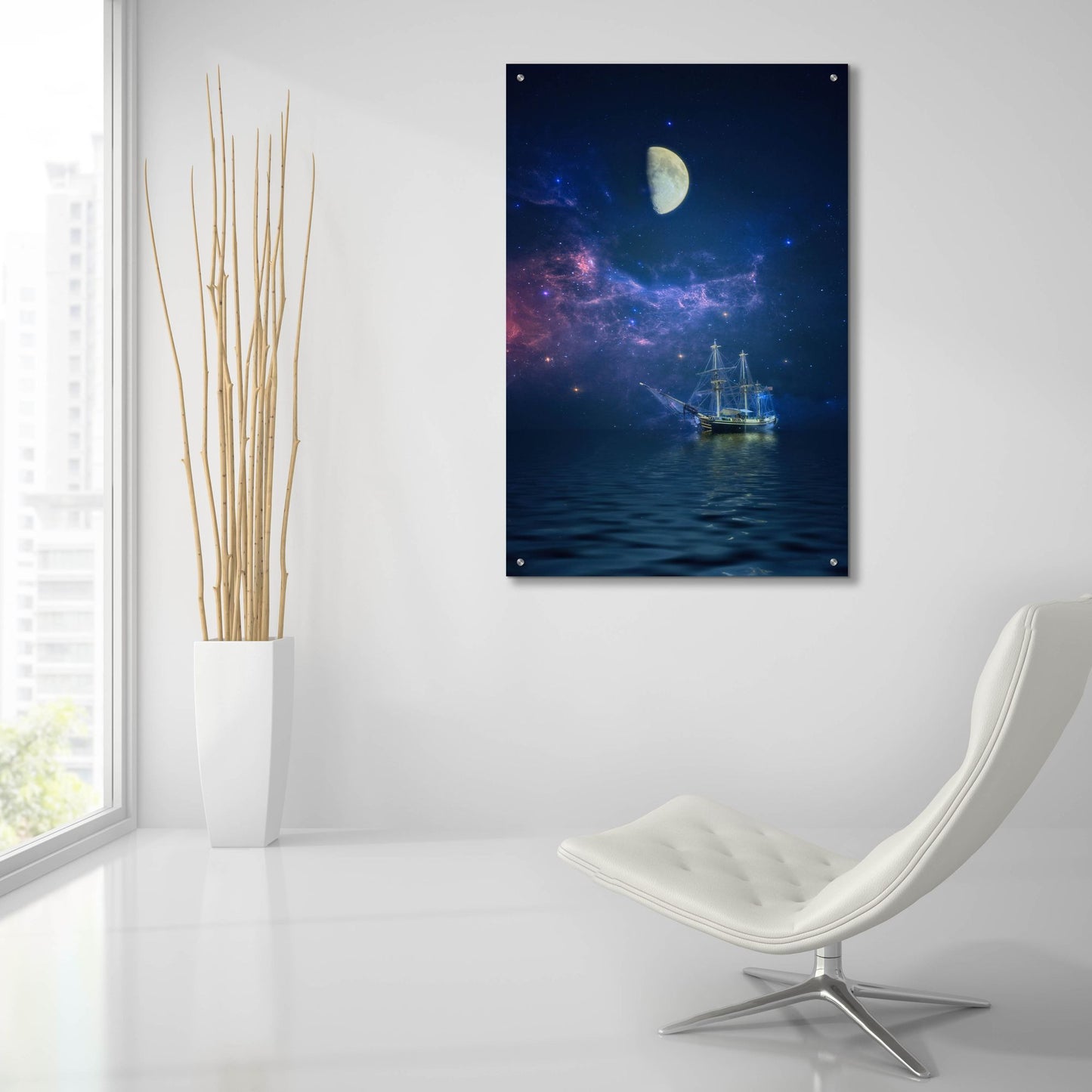 Epic Art ' By Way of the Moon and Stars' by John Rivera, Acrylic Glass Wall Art,24x36