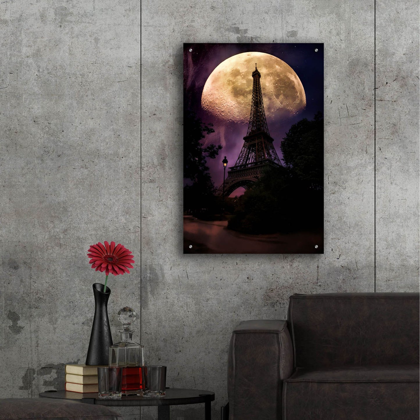 Epic Art ' Moonlight in Paris' by John Rivera, Acrylic Glass Wall Art,24x36