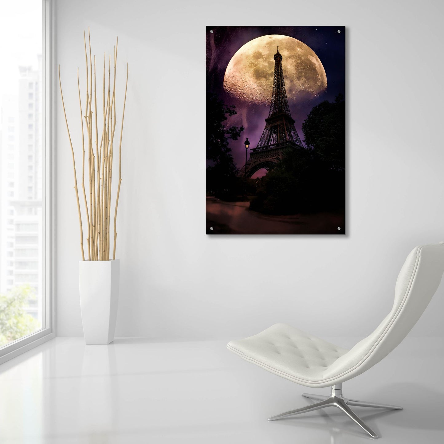 Epic Art ' Moonlight in Paris' by John Rivera, Acrylic Glass Wall Art,24x36