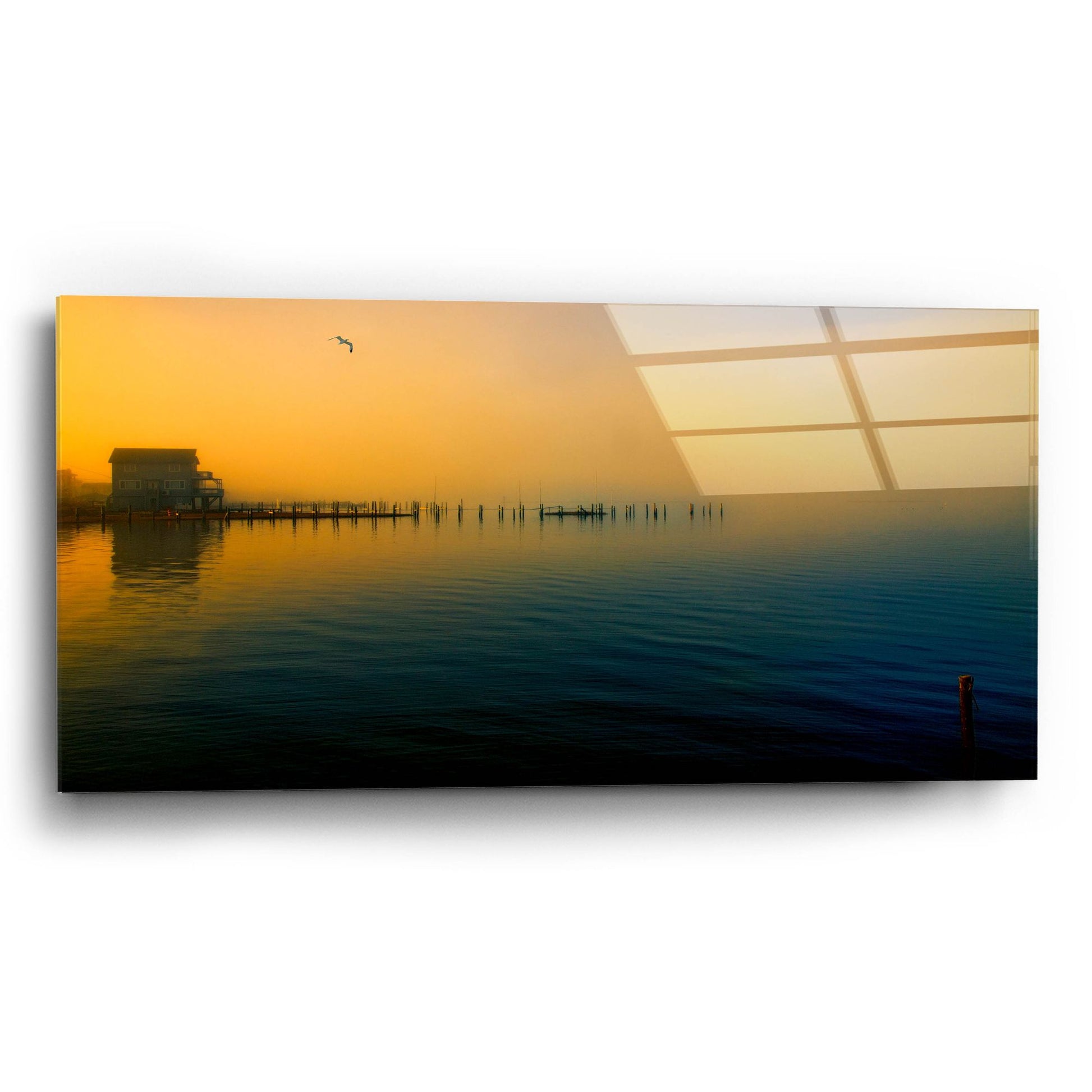 Epic Art ' Morning Comes on the Bay' by John Rivera, Acrylic Glass Wall Art,24x12