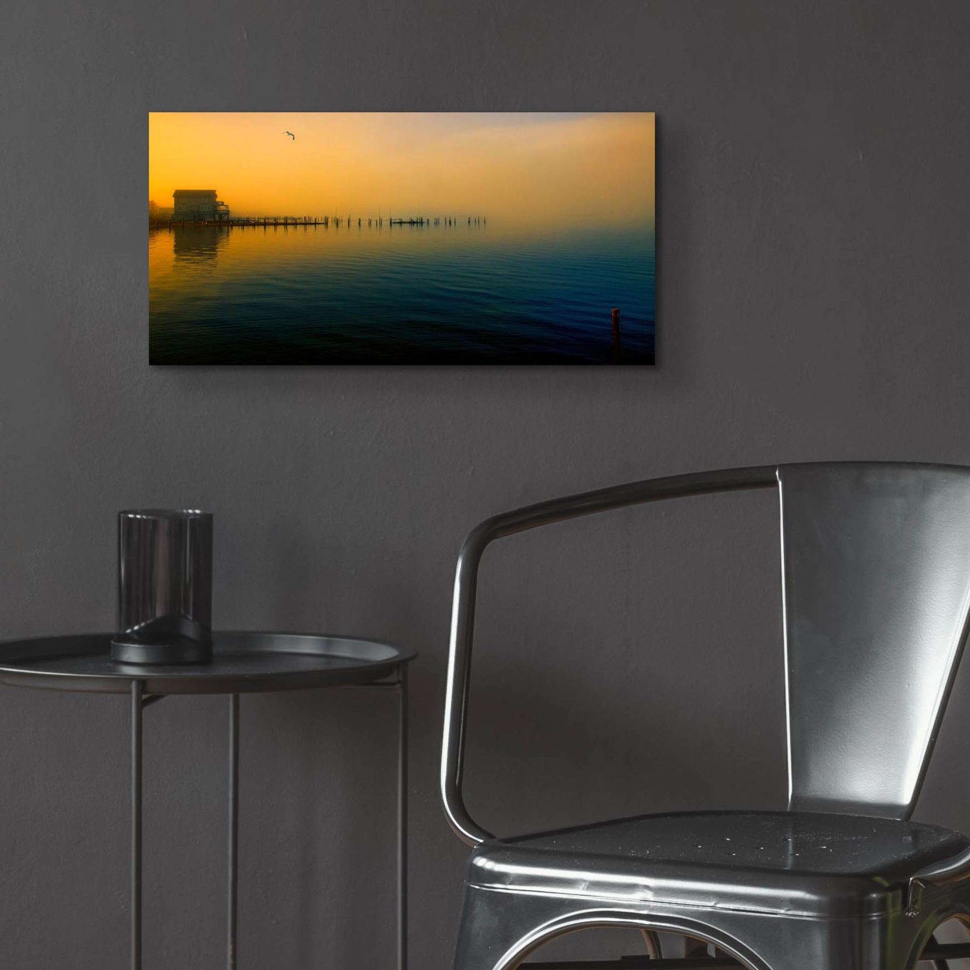 Epic Art ' Morning Comes on the Bay' by John Rivera, Acrylic Glass Wall Art,24x12