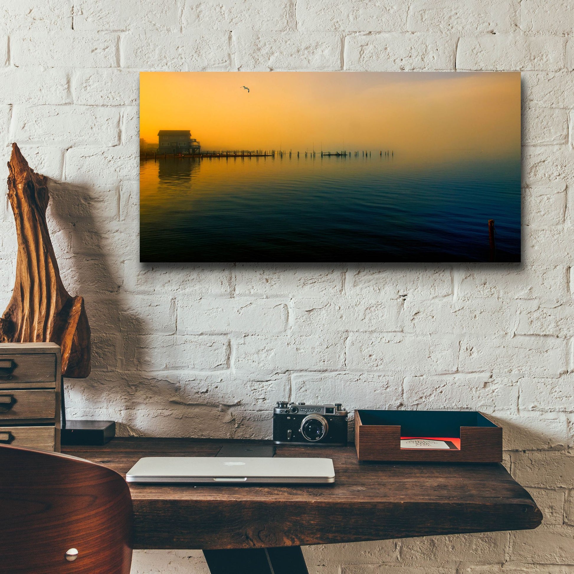 Epic Art ' Morning Comes on the Bay' by John Rivera, Acrylic Glass Wall Art,24x12