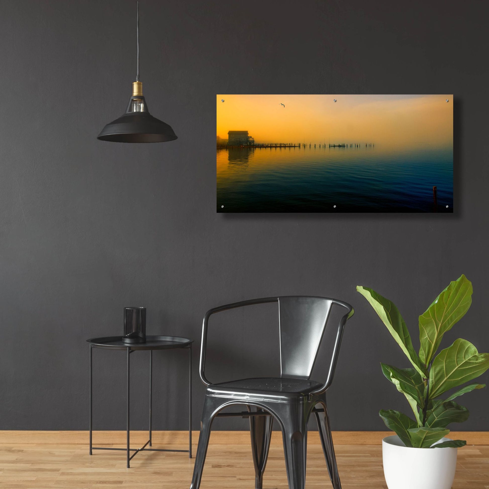 Epic Art ' Morning Comes on the Bay' by John Rivera, Acrylic Glass Wall Art,48x24