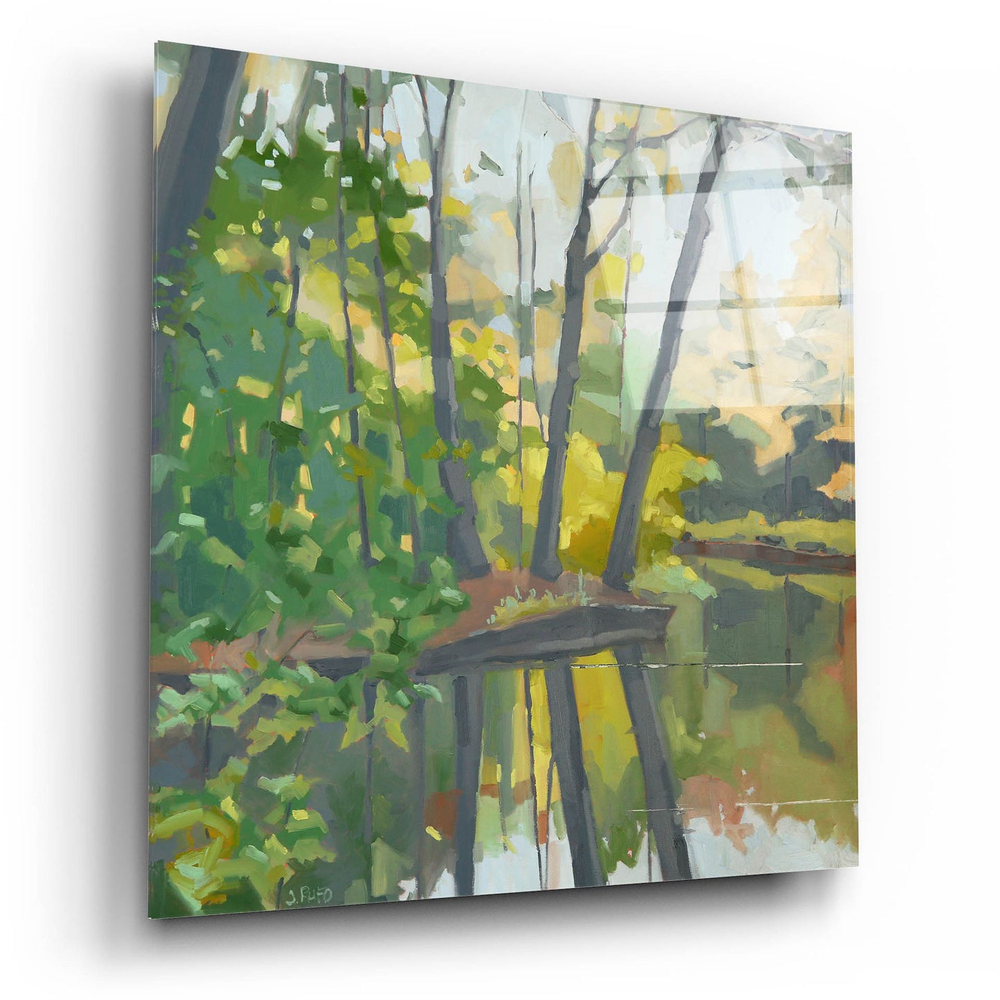 Epic Art ' Wooded Pond' by John Rufo, Acrylic Glass Wall Art,12x12