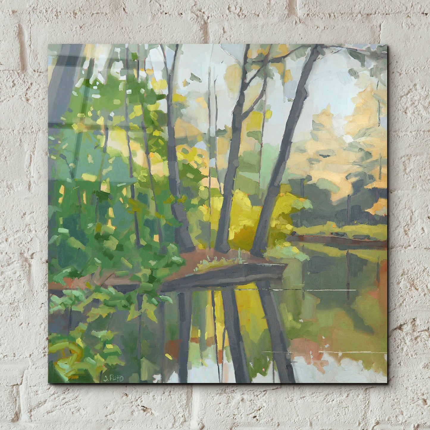 Epic Art ' Wooded Pond' by John Rufo, Acrylic Glass Wall Art,12x12