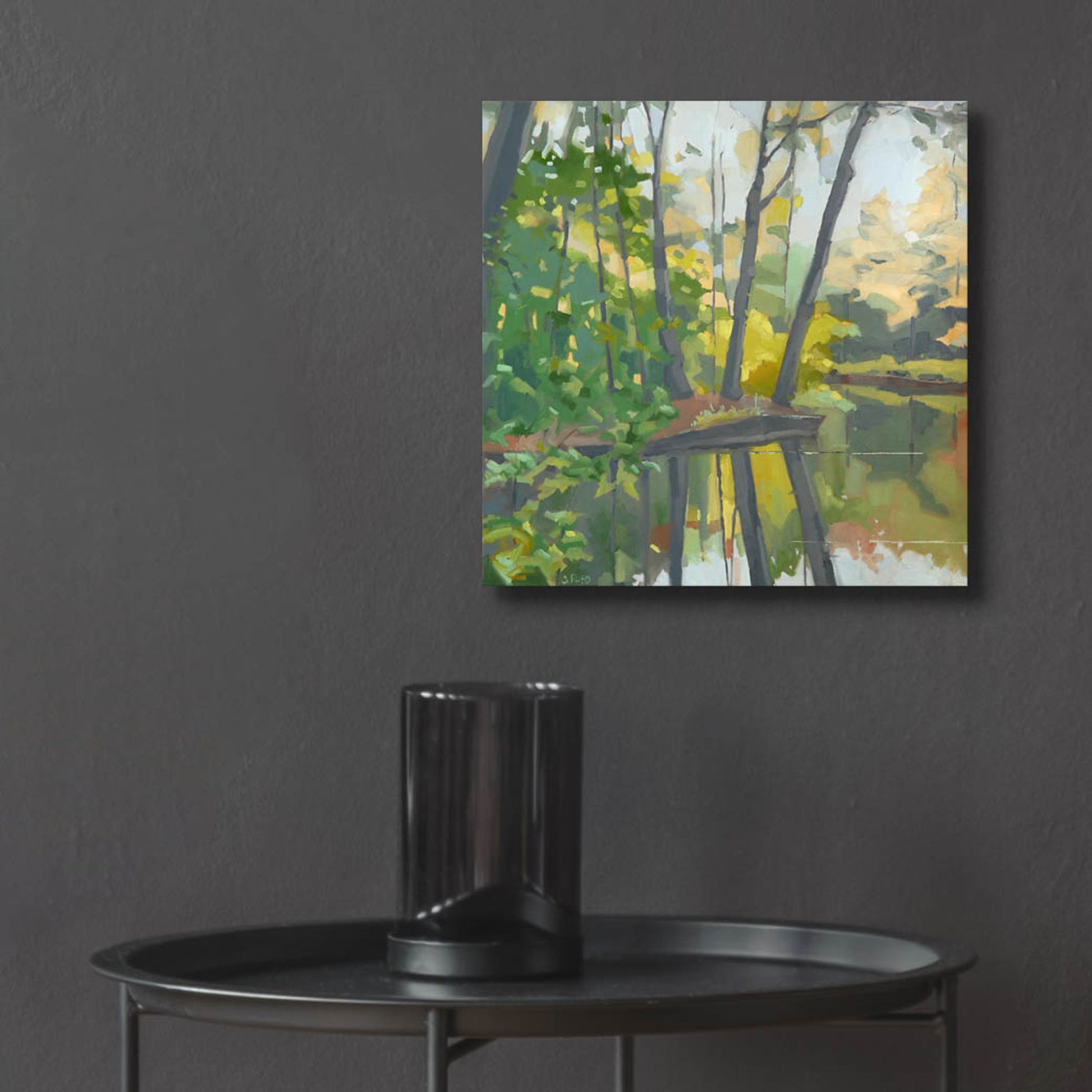 Epic Art ' Wooded Pond' by John Rufo, Acrylic Glass Wall Art,12x12