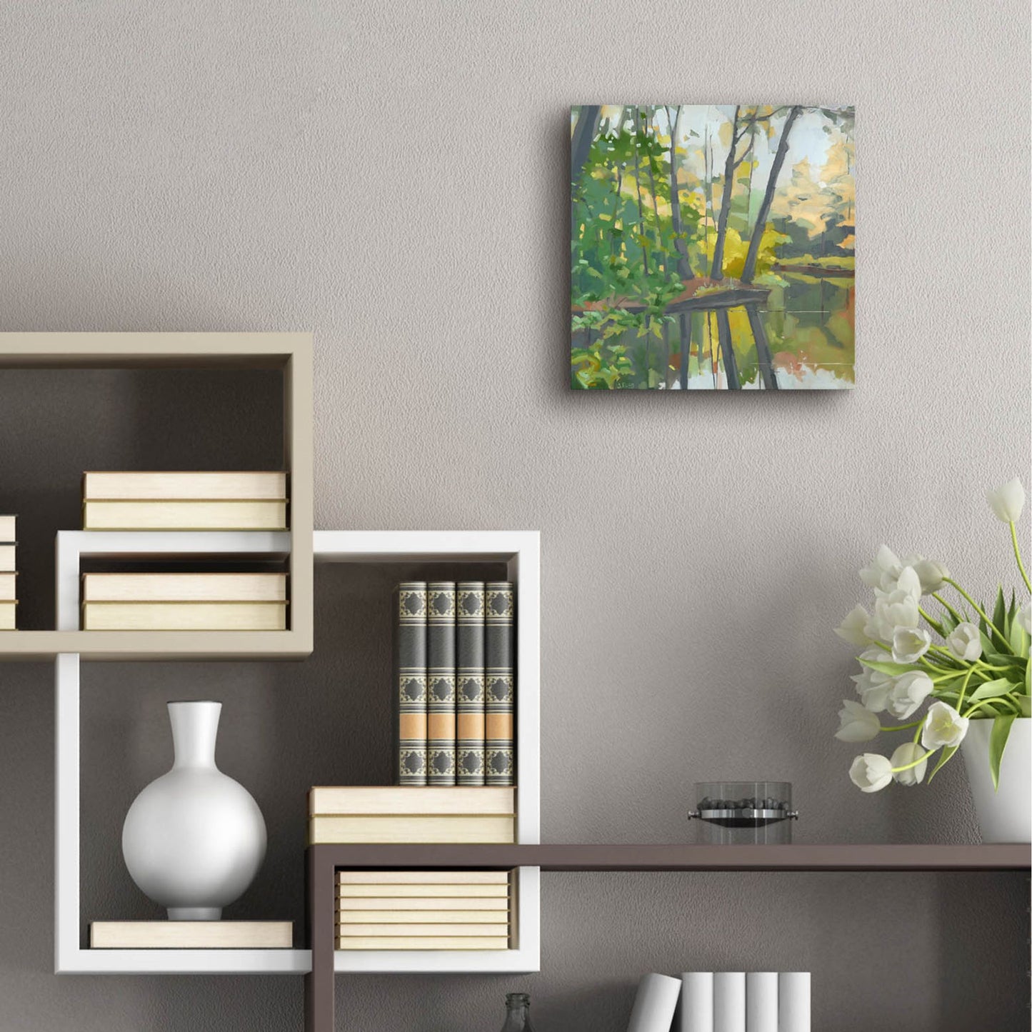 Epic Art ' Wooded Pond' by John Rufo, Acrylic Glass Wall Art,12x12