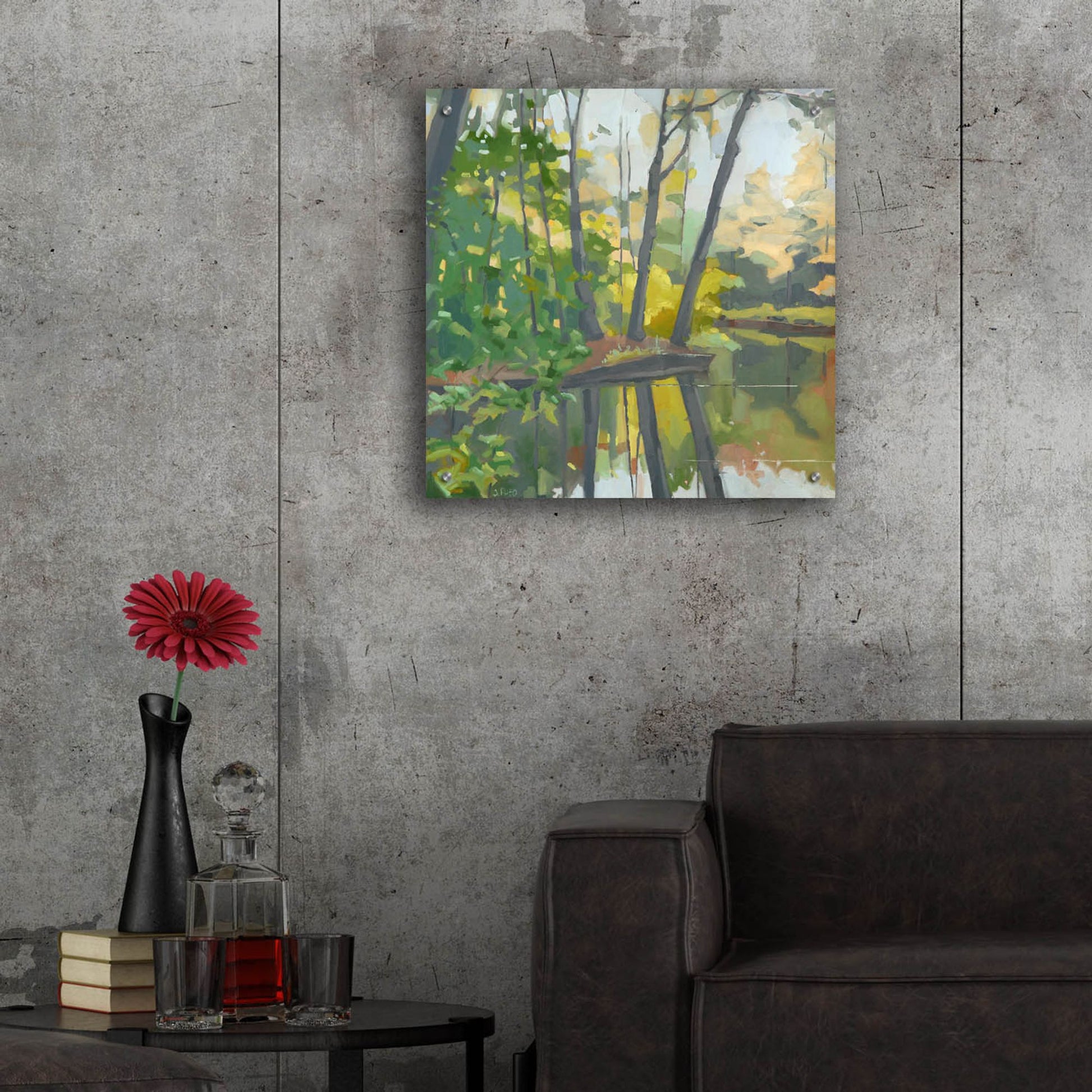Epic Art ' Wooded Pond' by John Rufo, Acrylic Glass Wall Art,24x24