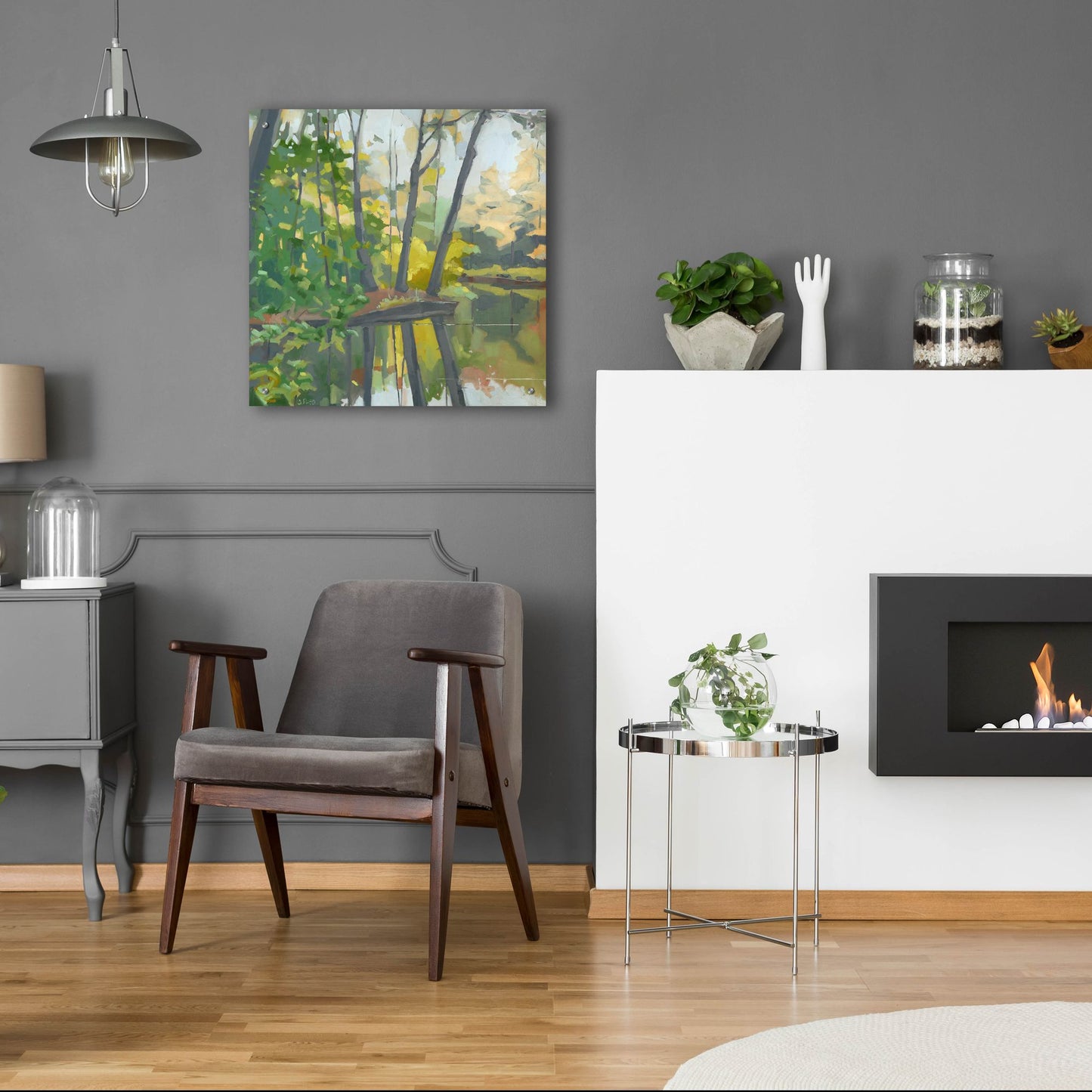 Epic Art ' Wooded Pond' by John Rufo, Acrylic Glass Wall Art,24x24