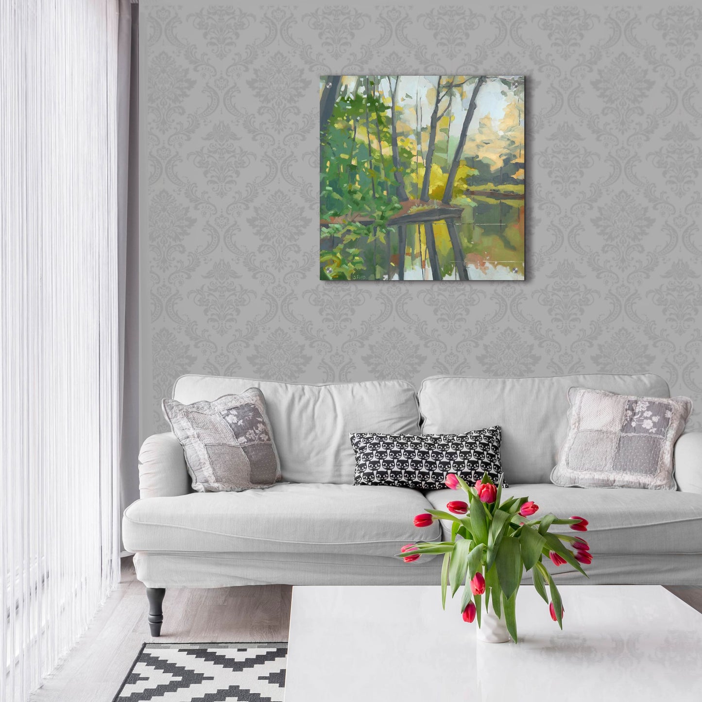 Epic Art ' Wooded Pond' by John Rufo, Acrylic Glass Wall Art,24x24
