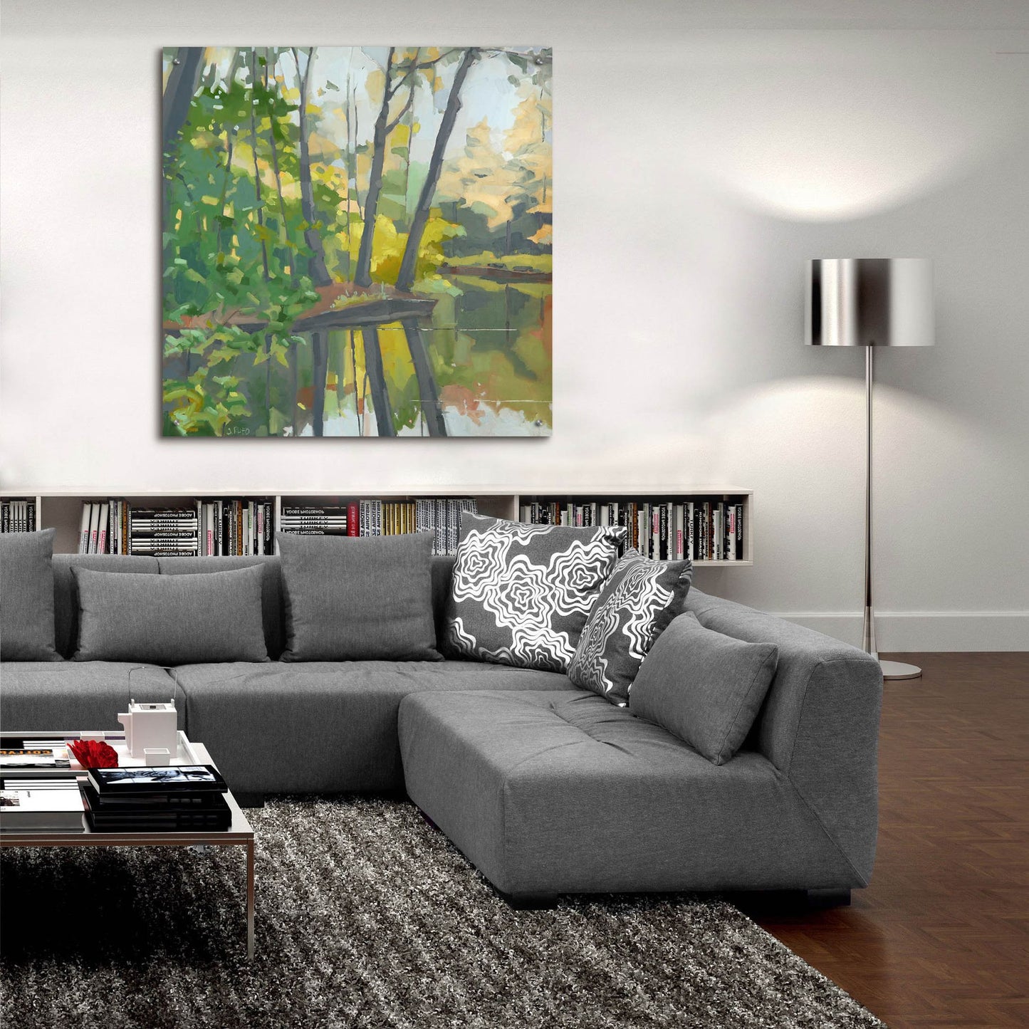 Epic Art ' Wooded Pond' by John Rufo, Acrylic Glass Wall Art,36x36