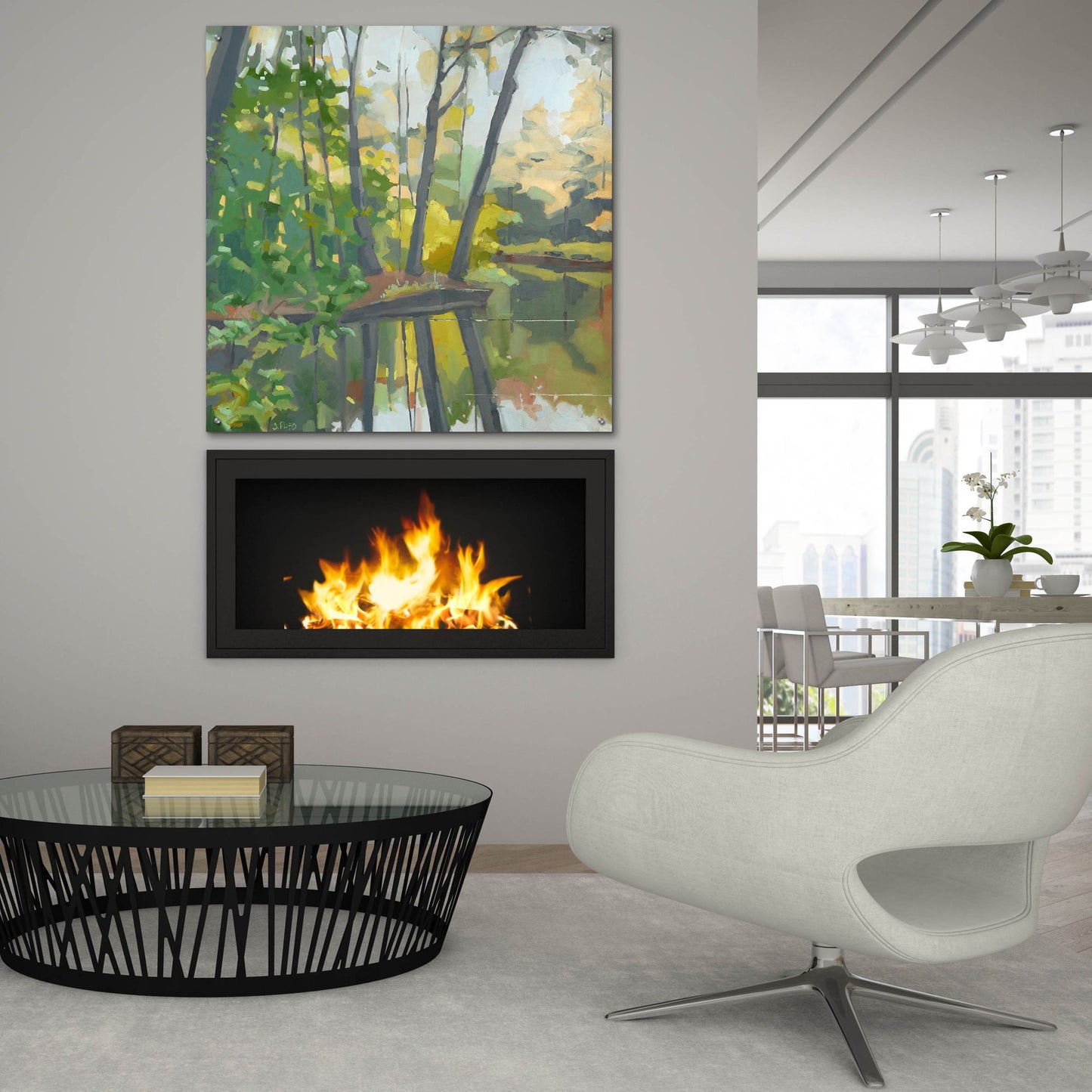 Epic Art ' Wooded Pond' by John Rufo, Acrylic Glass Wall Art,36x36