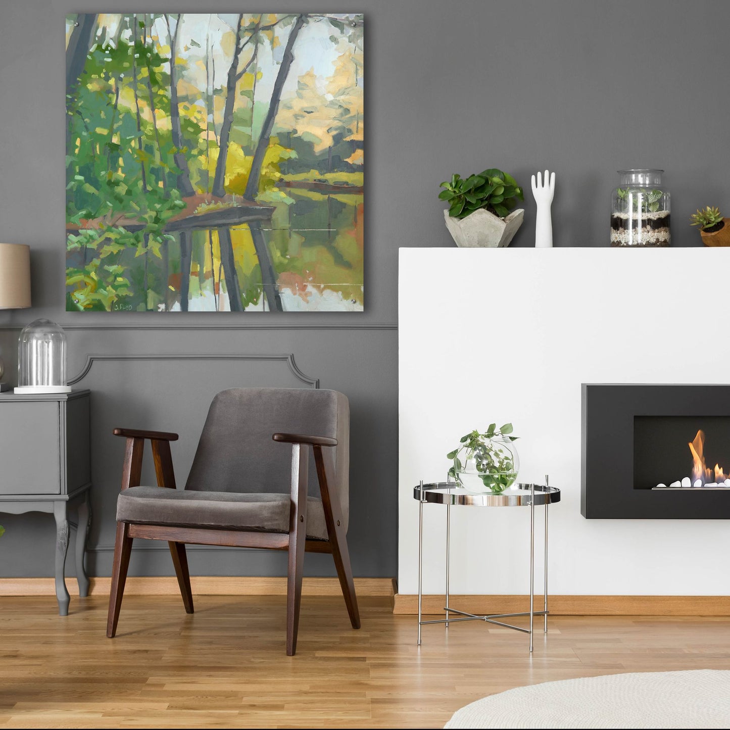 Epic Art ' Wooded Pond' by John Rufo, Acrylic Glass Wall Art,36x36