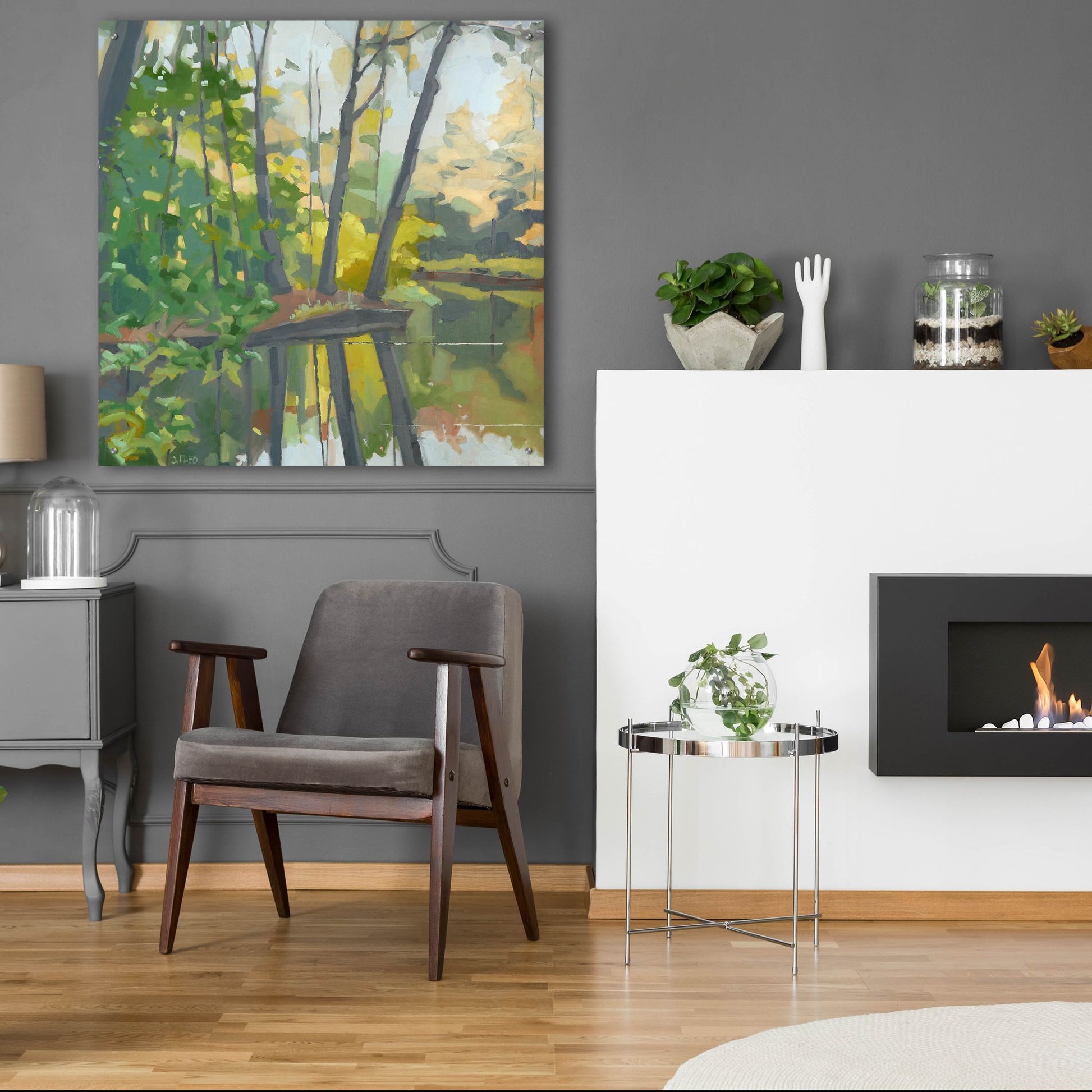 Epic Art ' Wooded Pond' by John Rufo, Acrylic Glass Wall Art,36x36