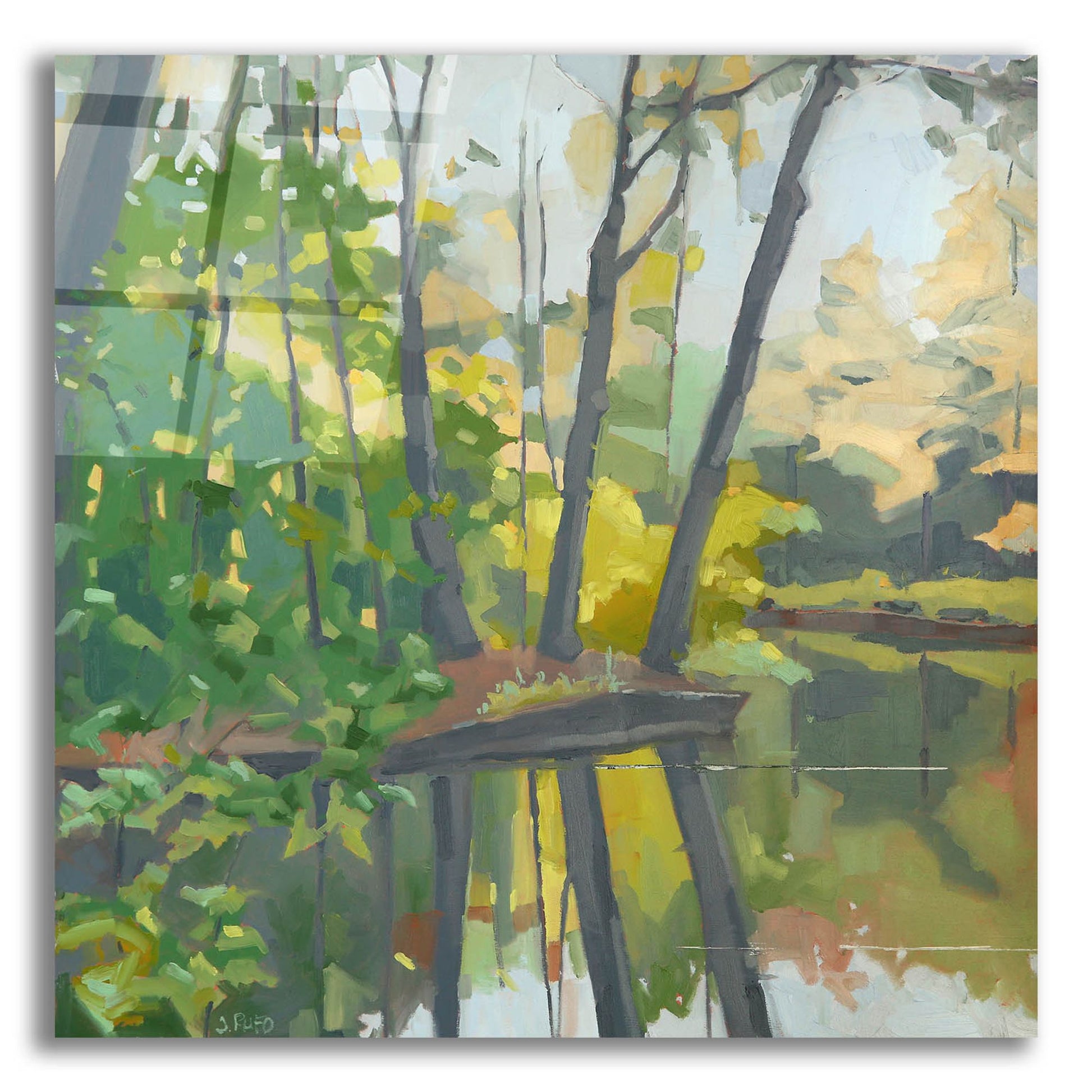 Epic Art ' Wooded Pond' by John Rufo, Acrylic Glass Wall Art