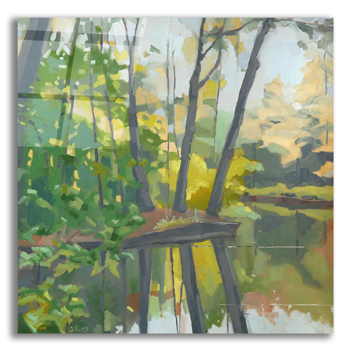 Epic Art ' Wooded Pond' by John Rufo, Acrylic Glass Wall Art