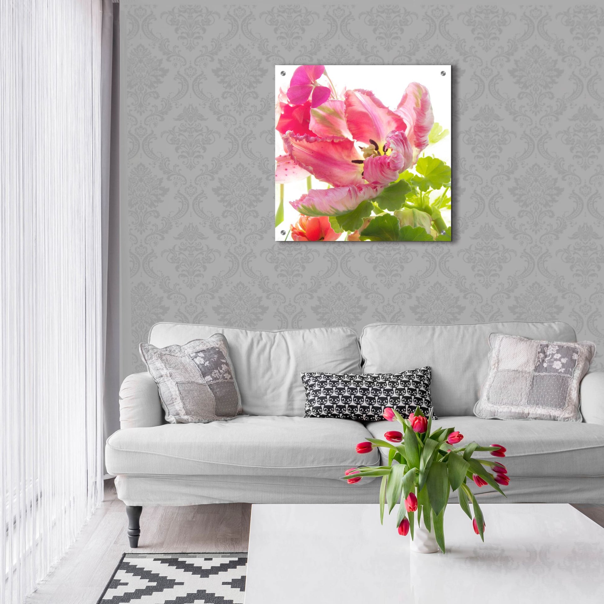 Epic Art ' Parrot Tulip One' by Judy Stalus, Acrylic Glass Wall Art,24x24