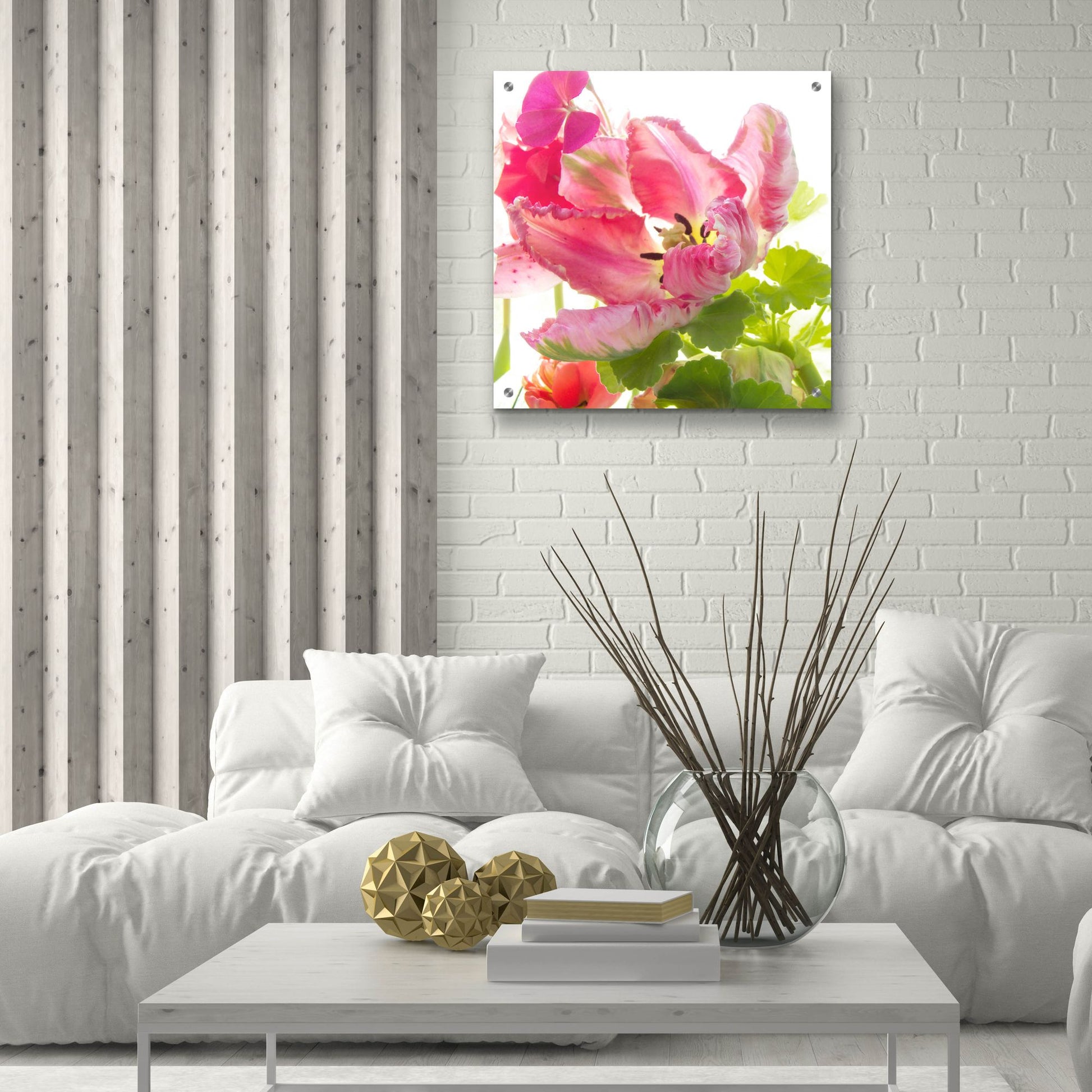 Epic Art ' Parrot Tulip One' by Judy Stalus, Acrylic Glass Wall Art,24x24