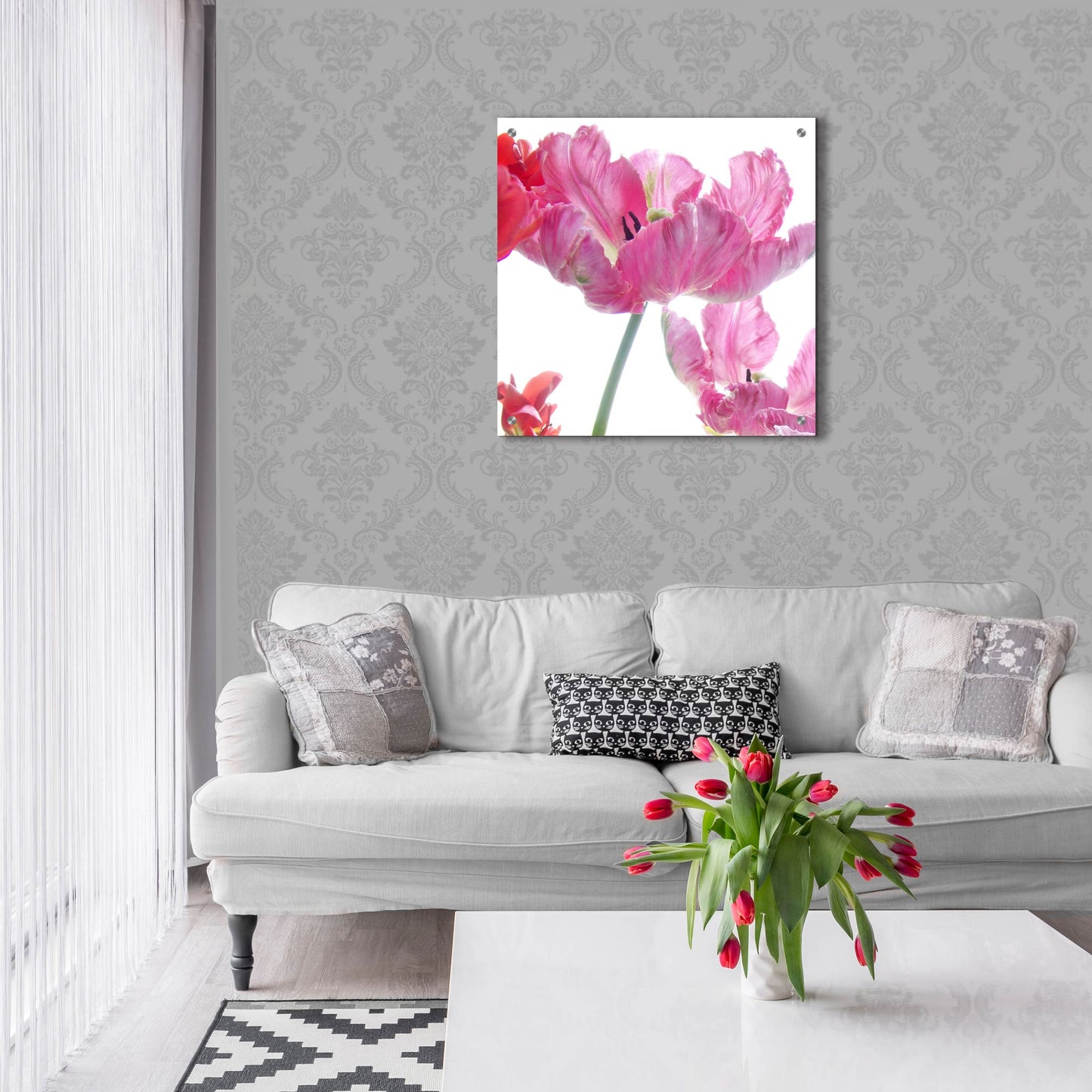 Epic Art ' Parrot Tulips' by Judy Stalus, Acrylic Glass Wall Art,24x24