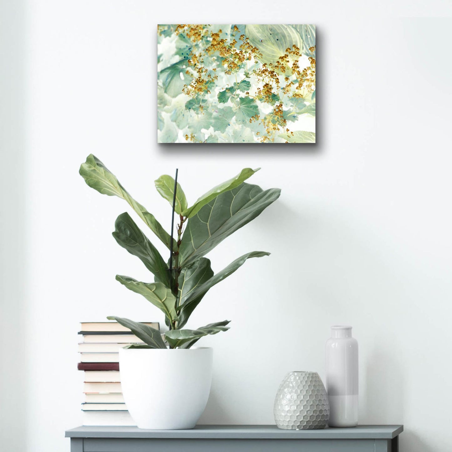 Epic Art ' Golden Lady's Mantle' by Judy Stalus, Acrylic Glass Wall Art,16x12