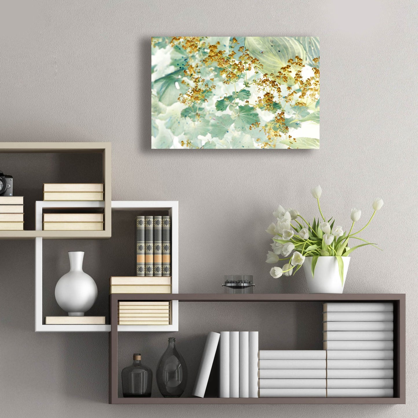 Epic Art ' Golden Lady's Mantle' by Judy Stalus, Acrylic Glass Wall Art,24x16
