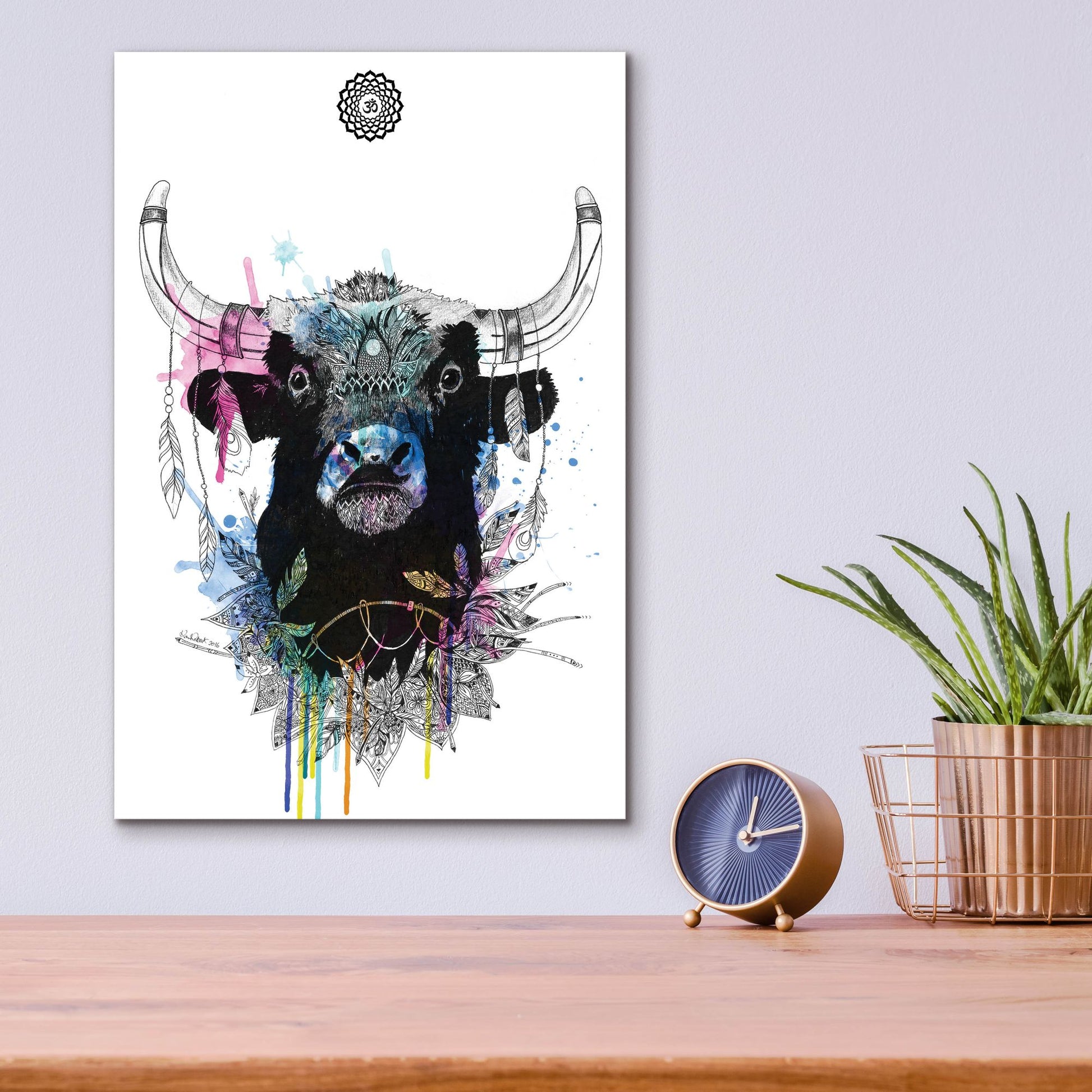 Epic Art ' Bull' by Karin Roberts, Acrylic Glass Wall Art,12x16