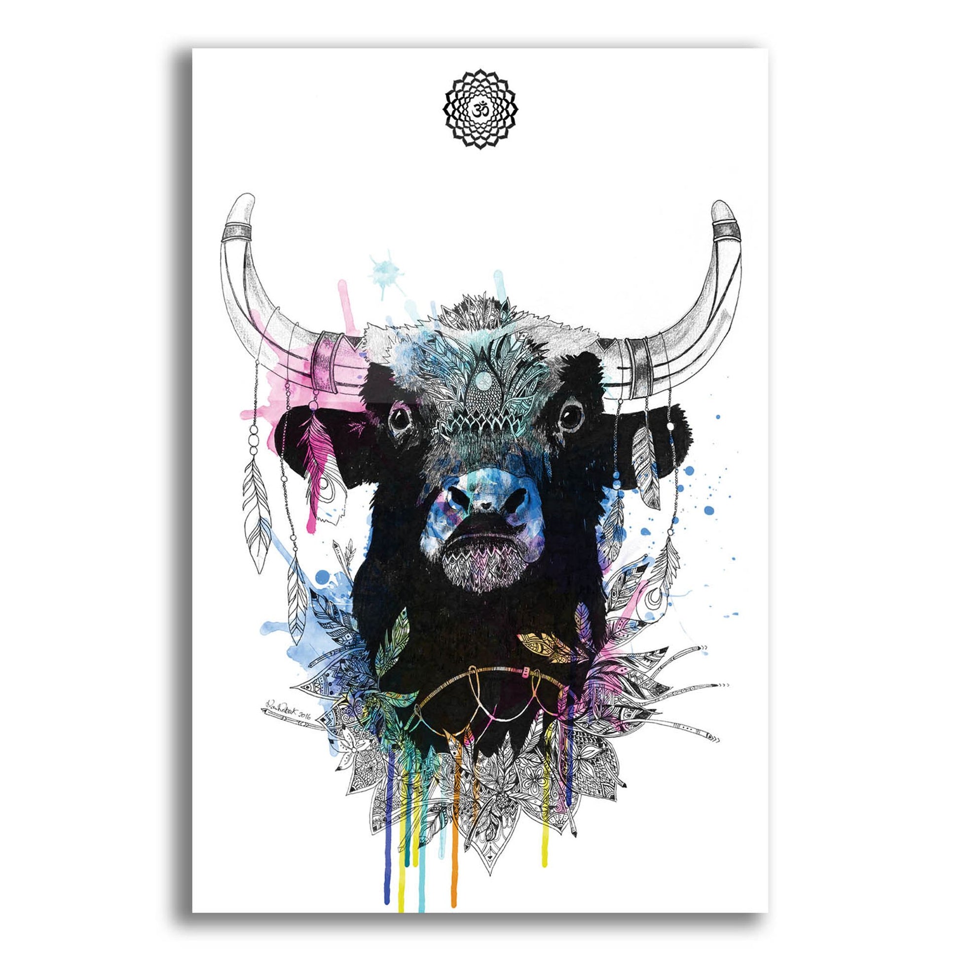 Epic Art ' Bull' by Karin Roberts, Acrylic Glass Wall Art