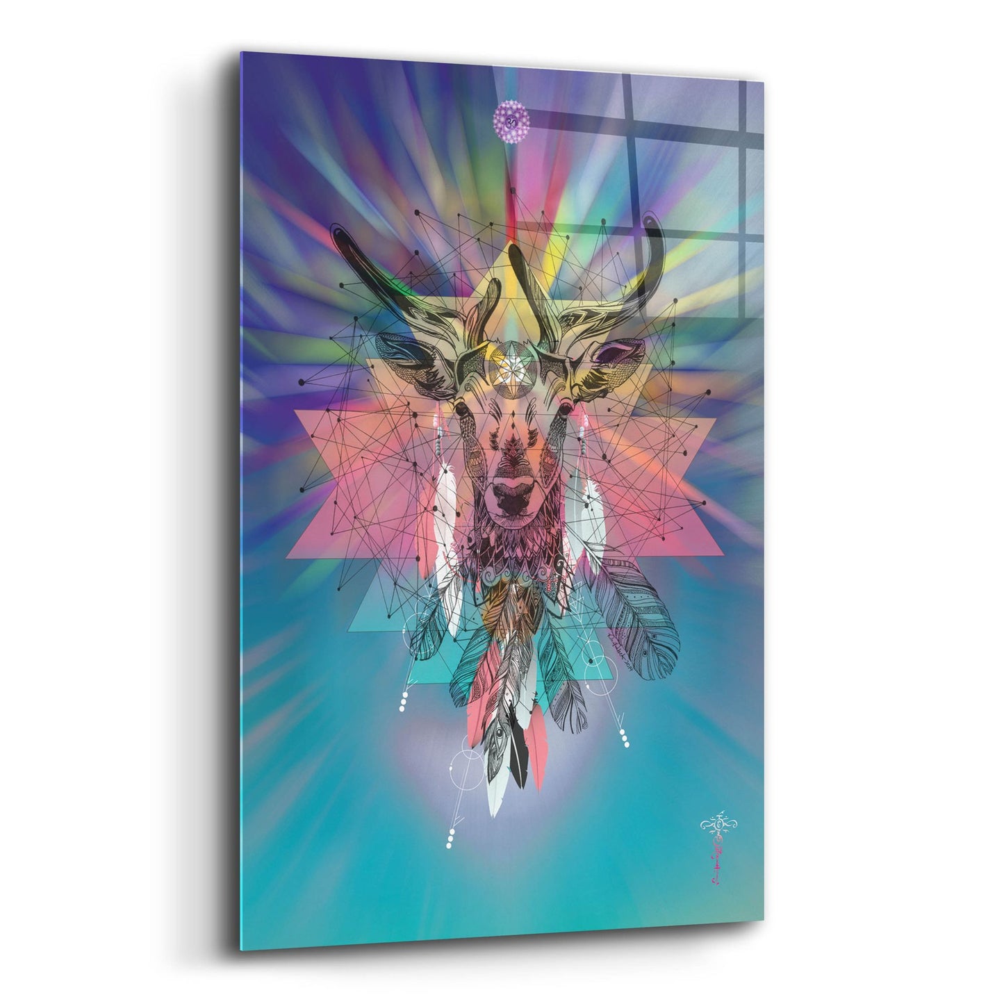 Epic Art ' Cosmic Deer' by Karin Roberts, Acrylic Glass Wall Art,12x16