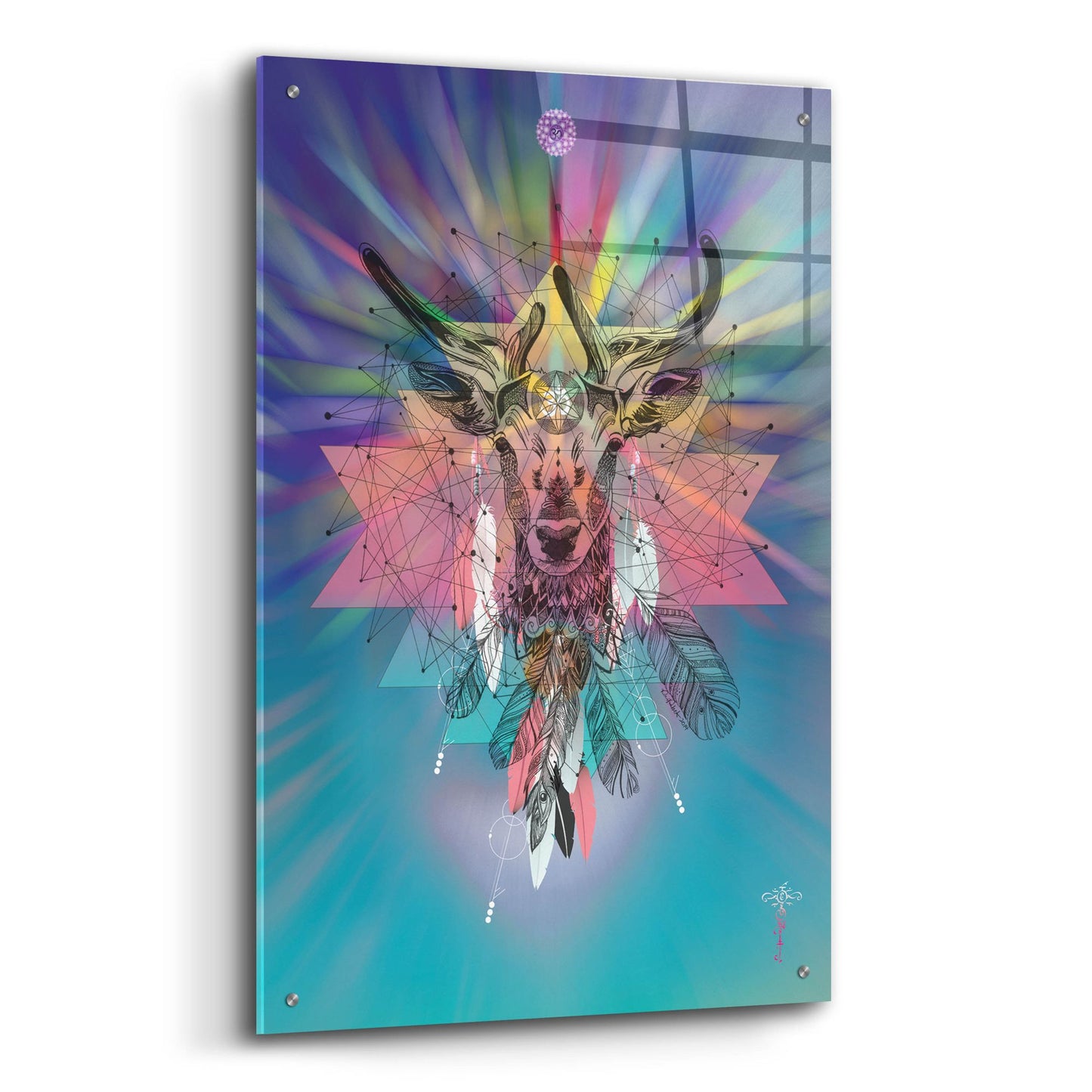 Epic Art ' Cosmic Deer' by Karin Roberts, Acrylic Glass Wall Art,24x36