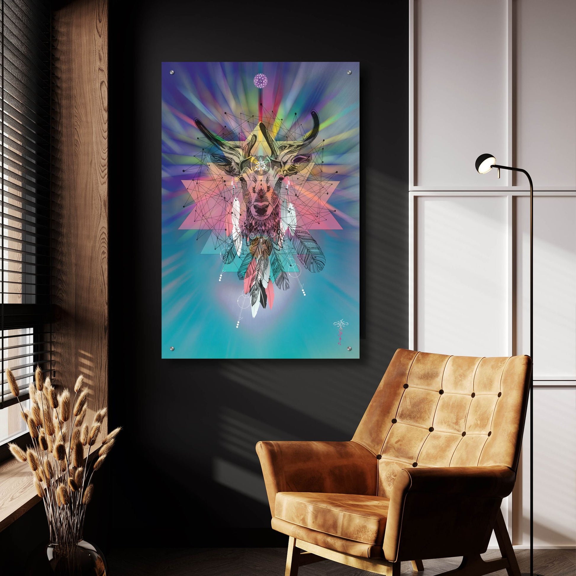 Epic Art ' Cosmic Deer' by Karin Roberts, Acrylic Glass Wall Art,24x36