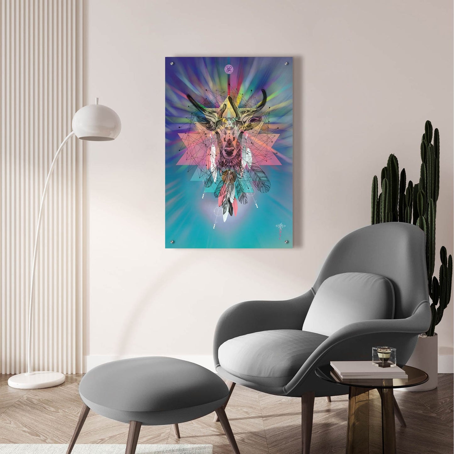 Epic Art ' Cosmic Deer' by Karin Roberts, Acrylic Glass Wall Art,24x36