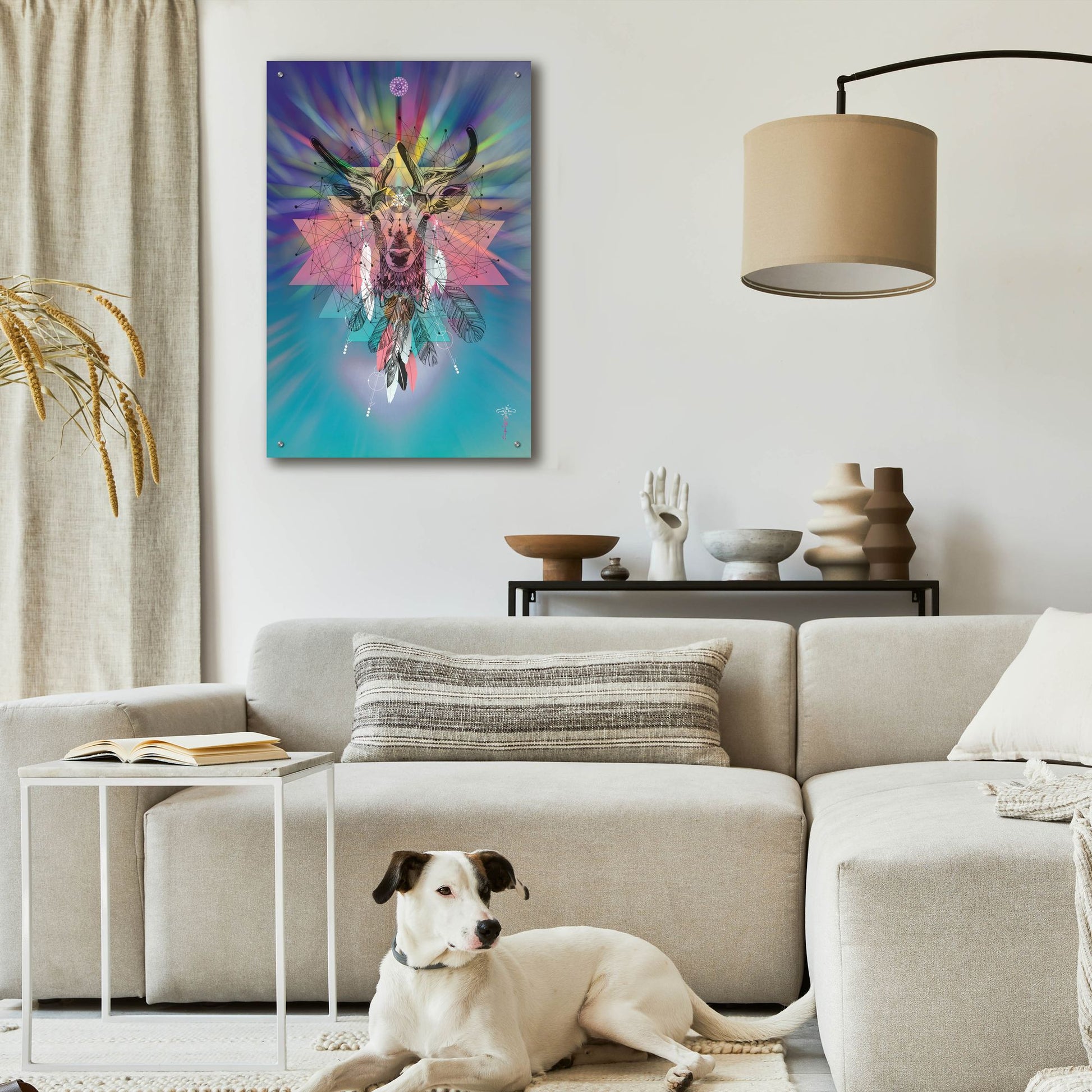 Epic Art ' Cosmic Deer' by Karin Roberts, Acrylic Glass Wall Art,24x36